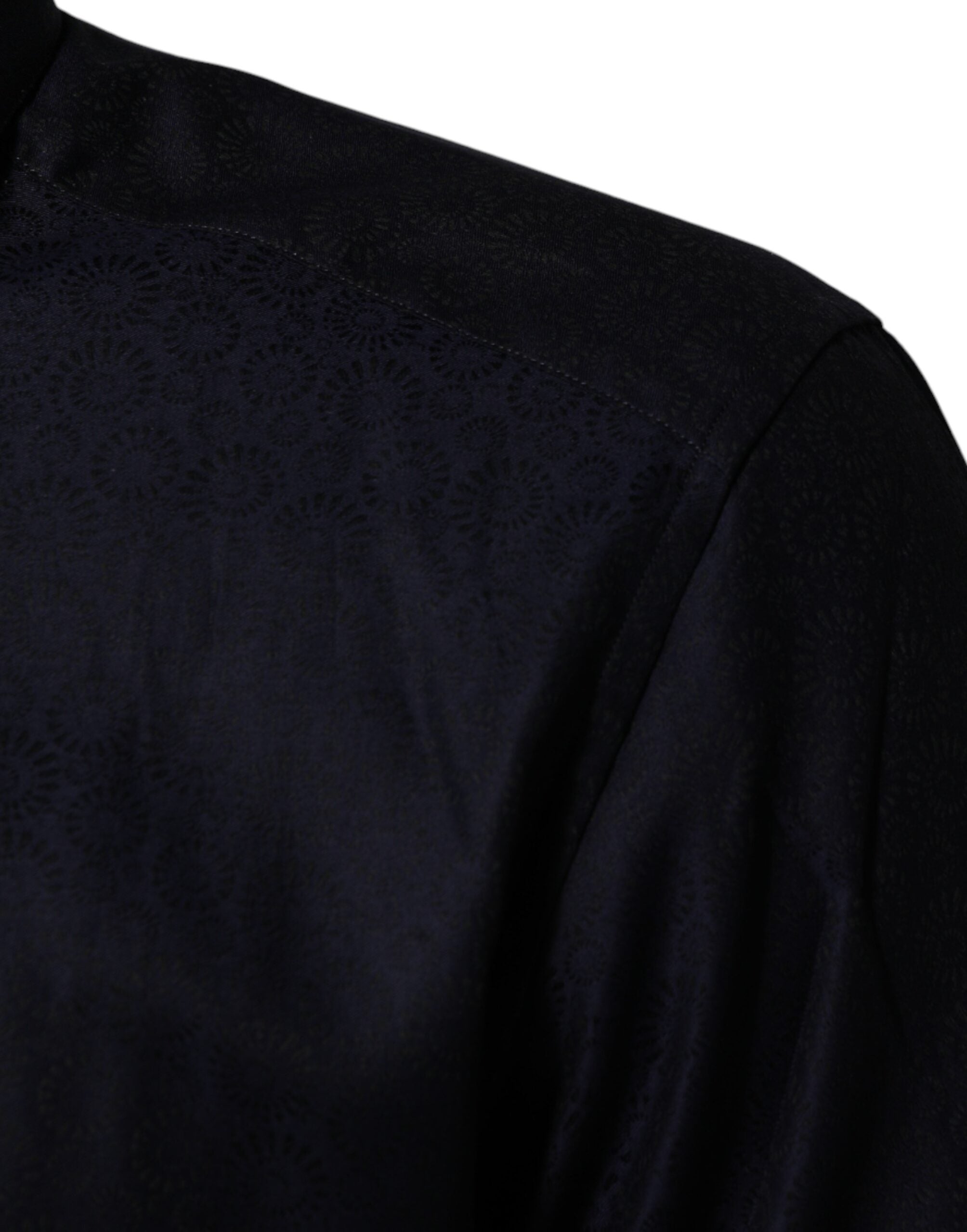 Dolce & Gabbana Blue Cotton Collared Long Sleeve GOLD Men Dress Shirt