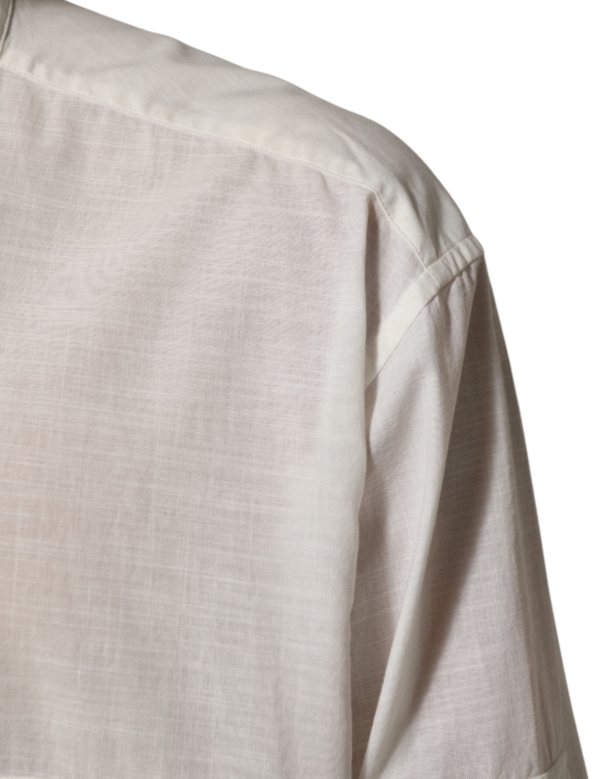 Dolce & Gabbana White Cotton Floral Print Button Down Shirt