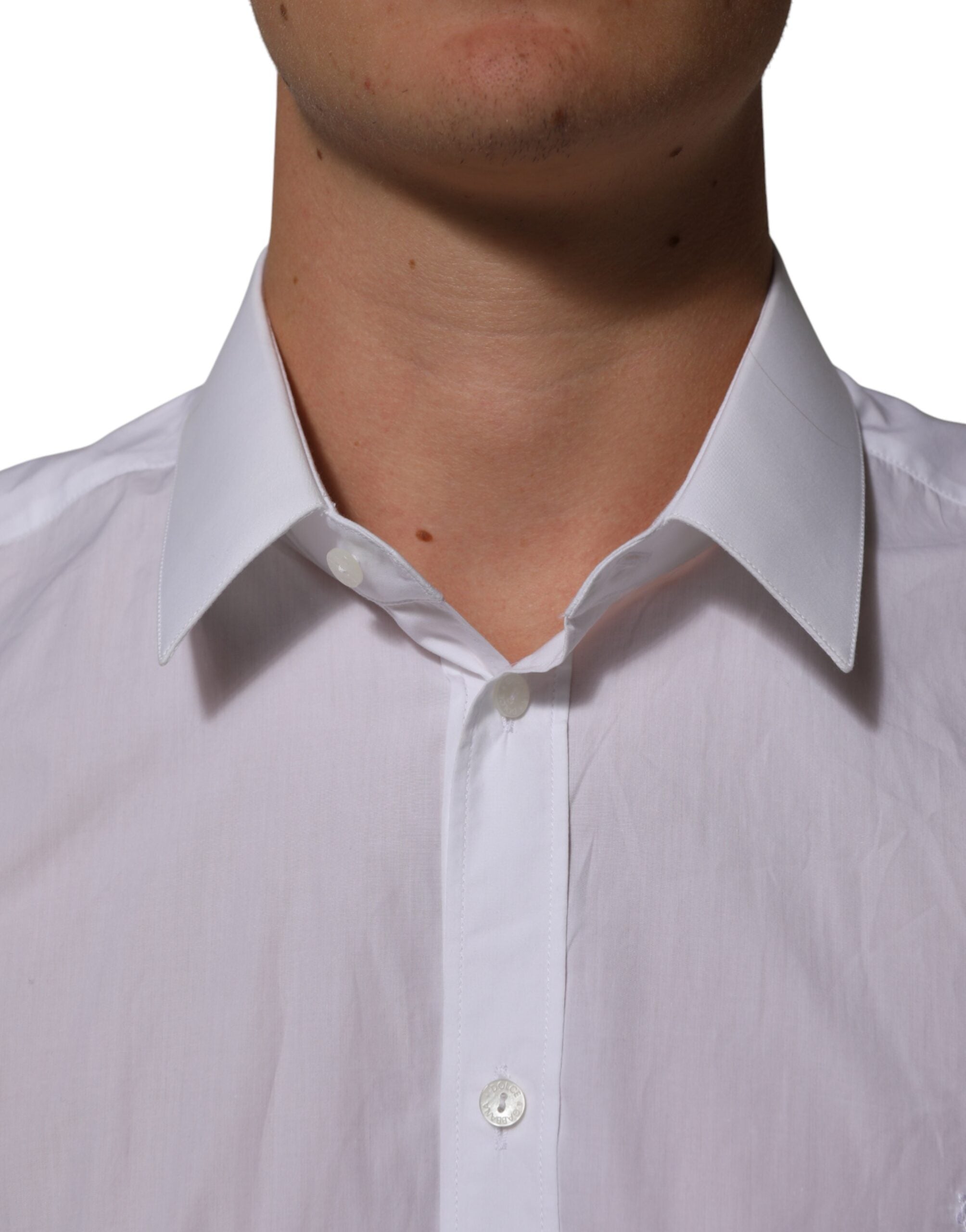 Dolce & Gabbana White Cotton Collared Men MARTINI Dress Shirt