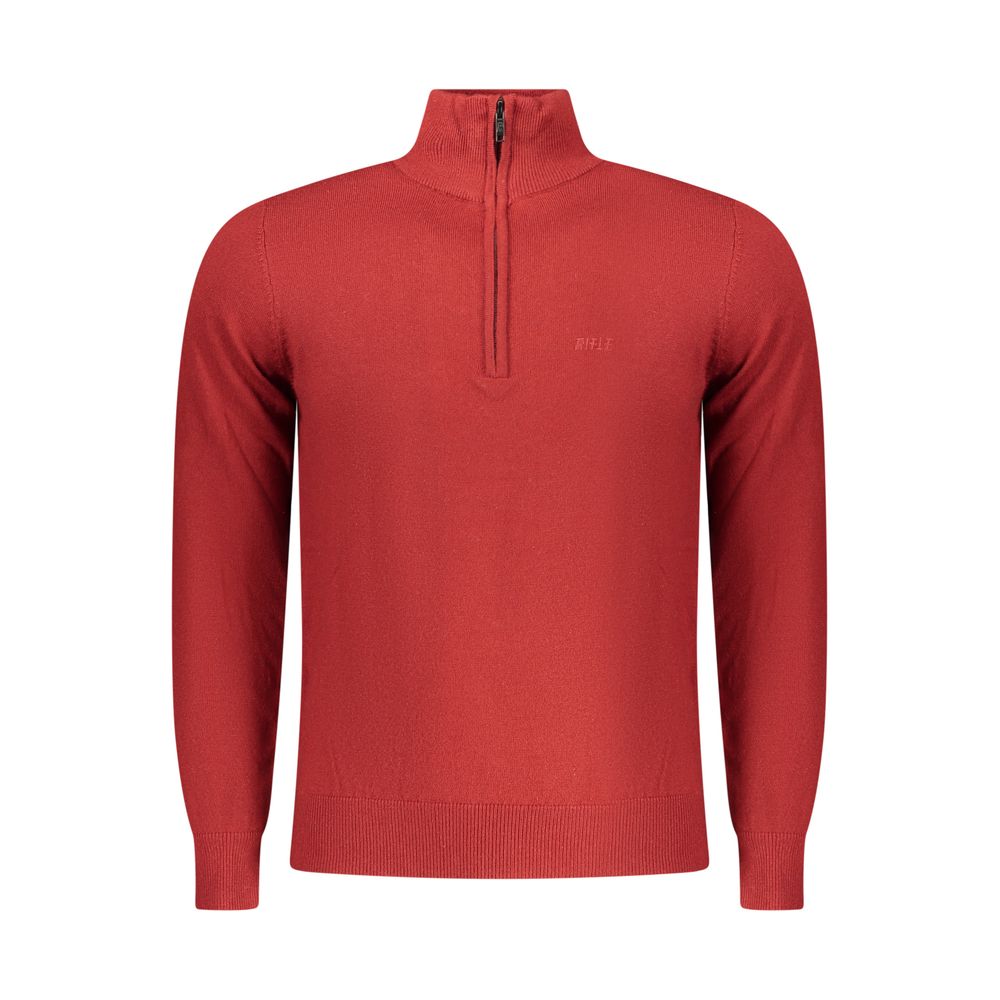 Rifle Red Men Zip Collar Mockneck Sweater