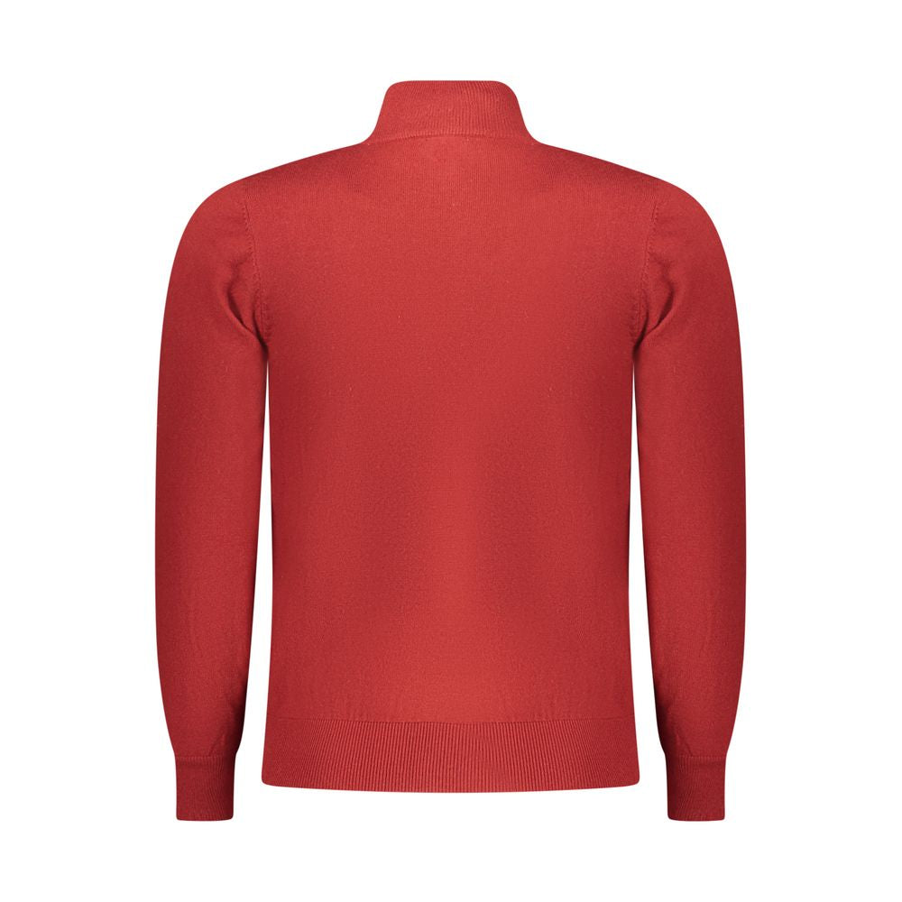 Rifle Red Men Zip Collar Mockneck Sweater