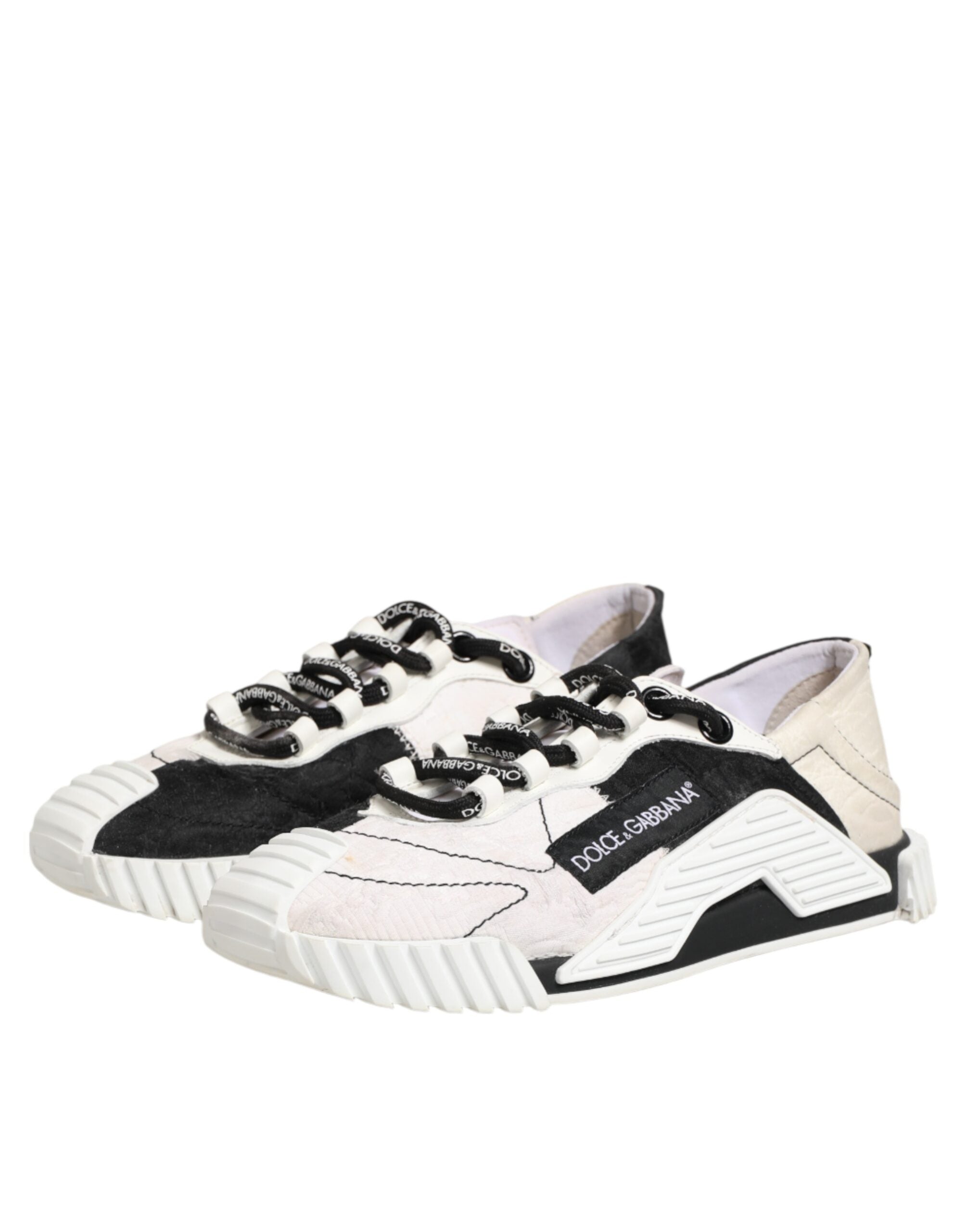 Dolce & Gabbana White Black Leather NS1 Sneaker Shoes