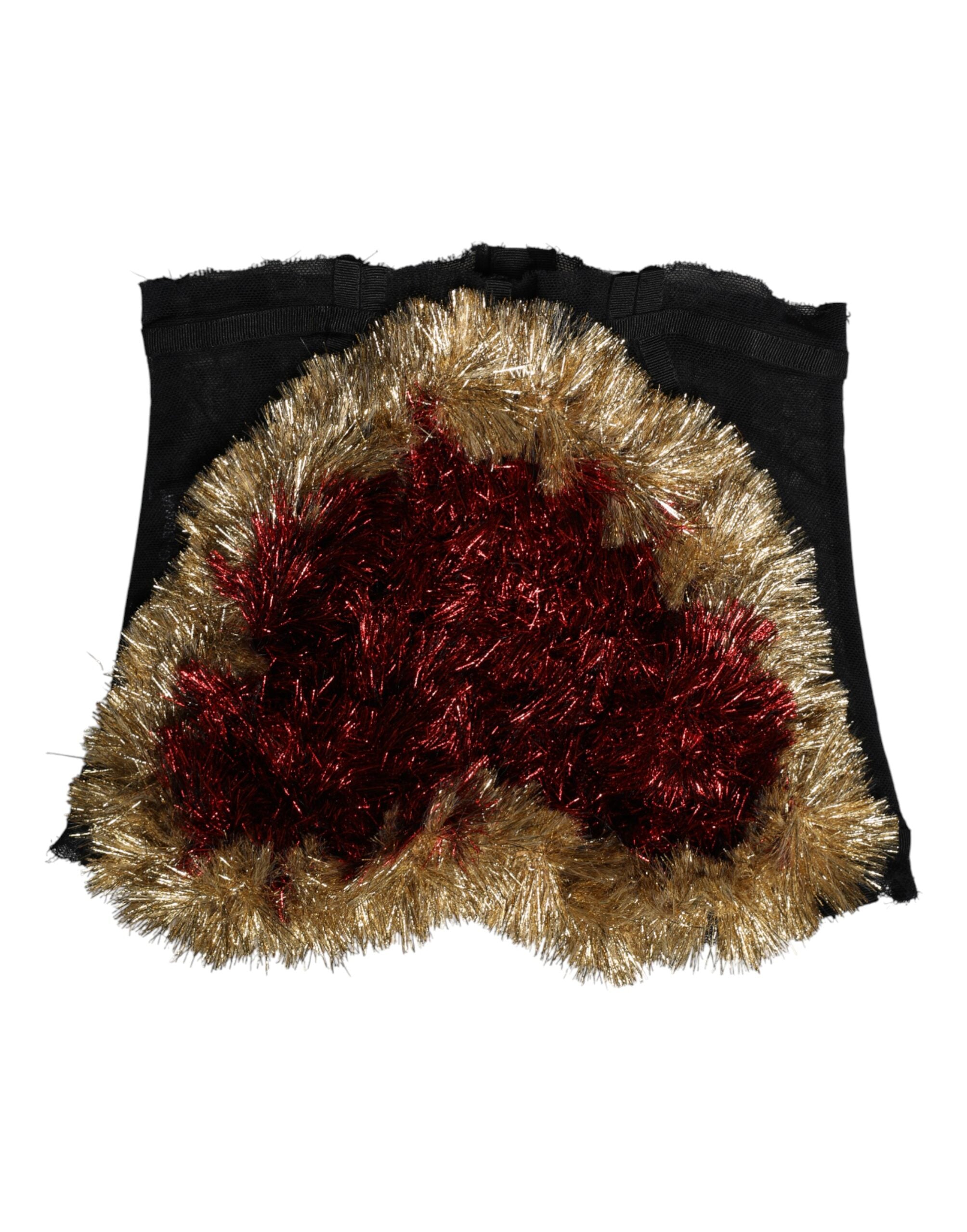 Dolce & Gabbana Black Gold Heart Bustier Corset Tinsel Top