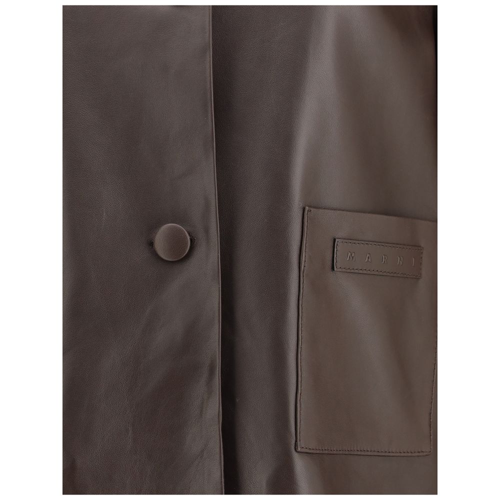 Marni Brown Leather Leather Jacket
