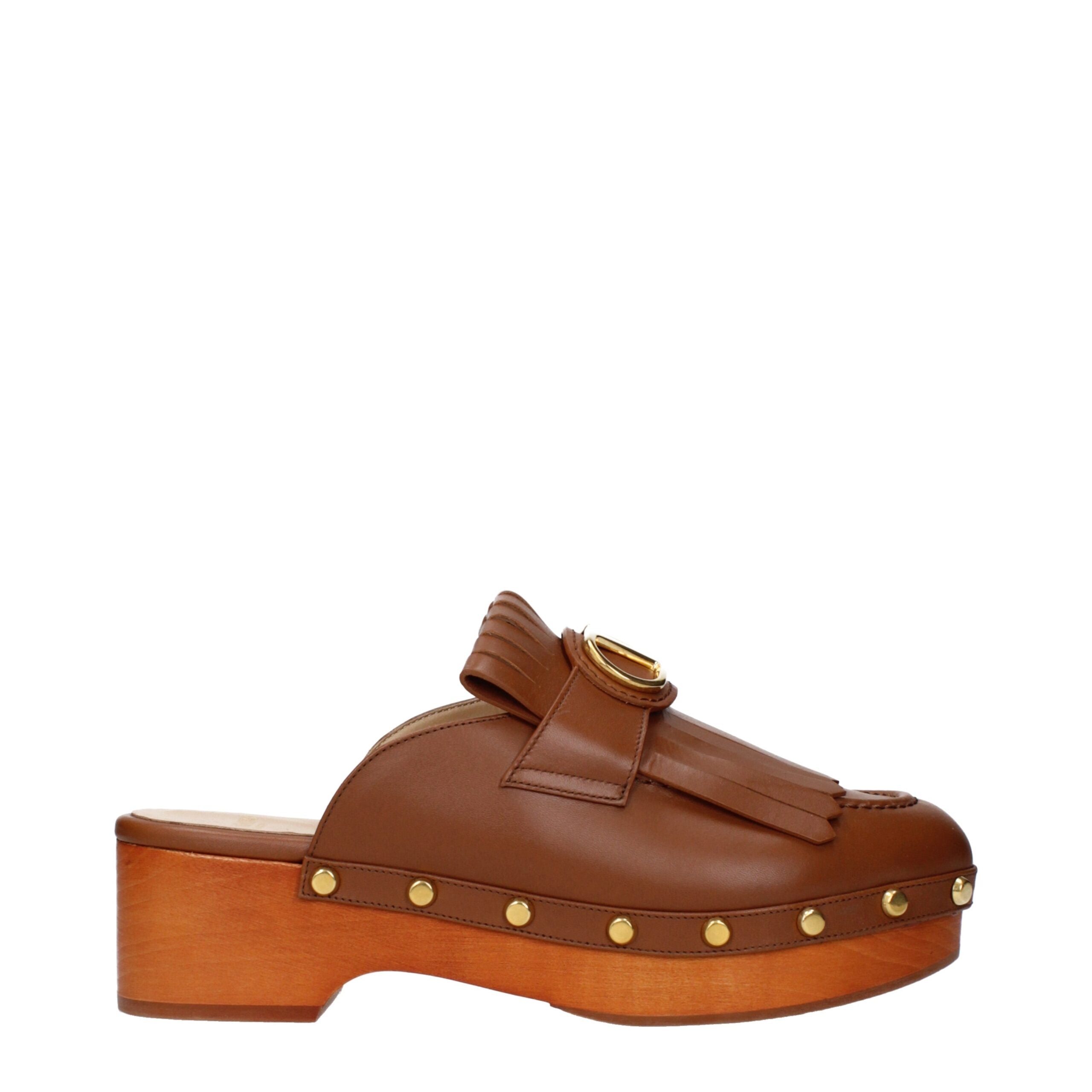 Valentino Garavani Brown Leather Slippers