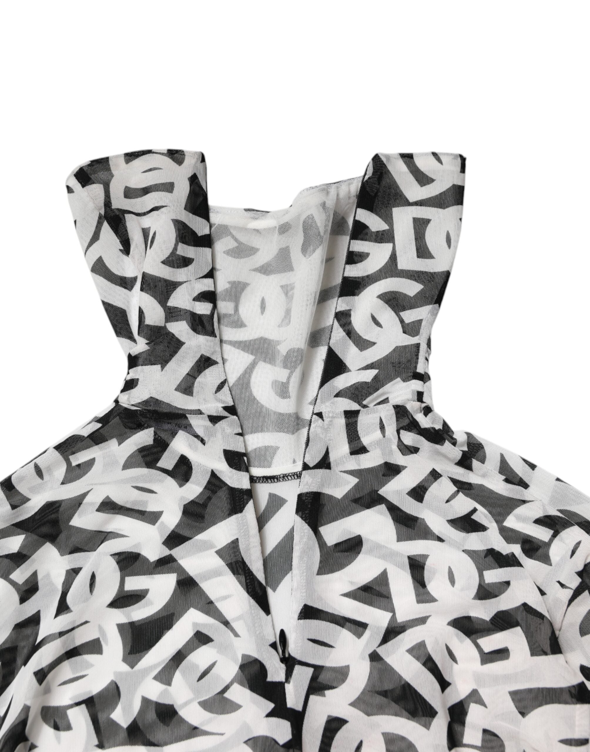Dolce & Gabbana White DG Logo Long Sleeve Hooded T-Shirt