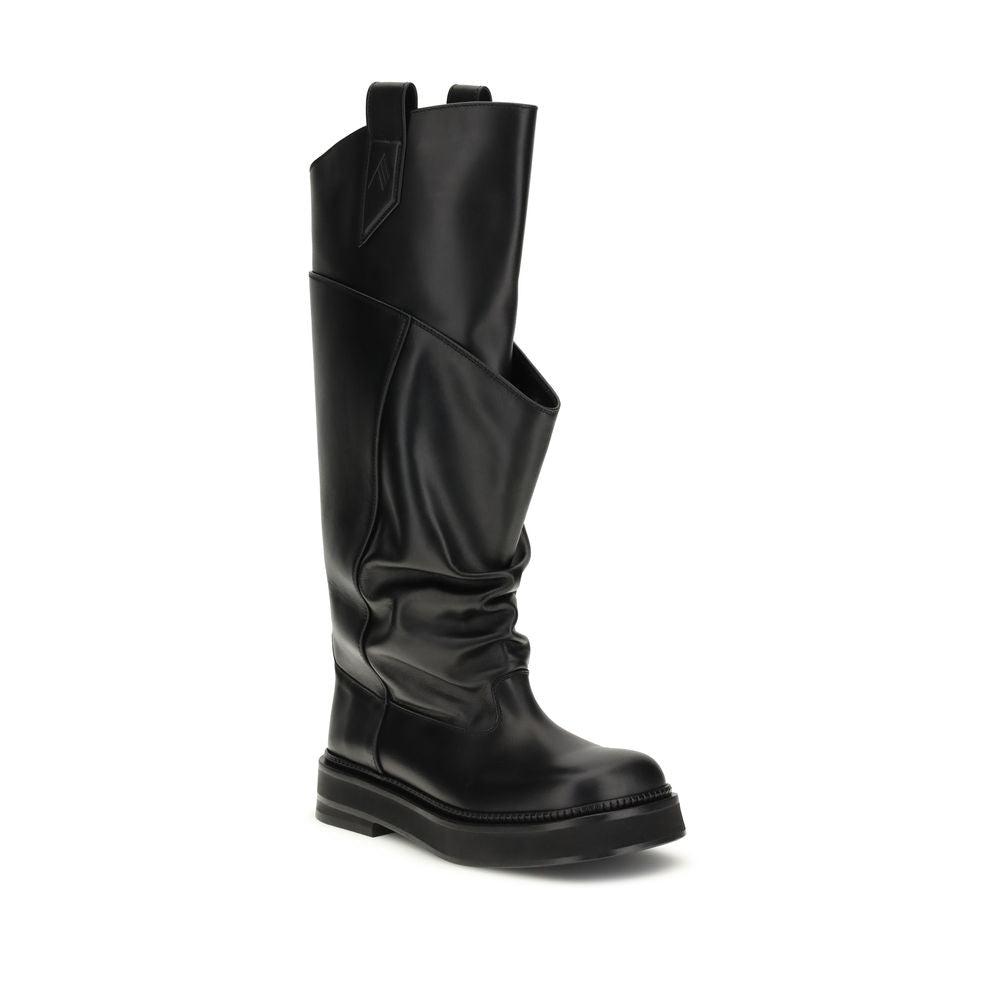 The Attico Black Calf Leather Bos Taurus Boots LUNESCAPE