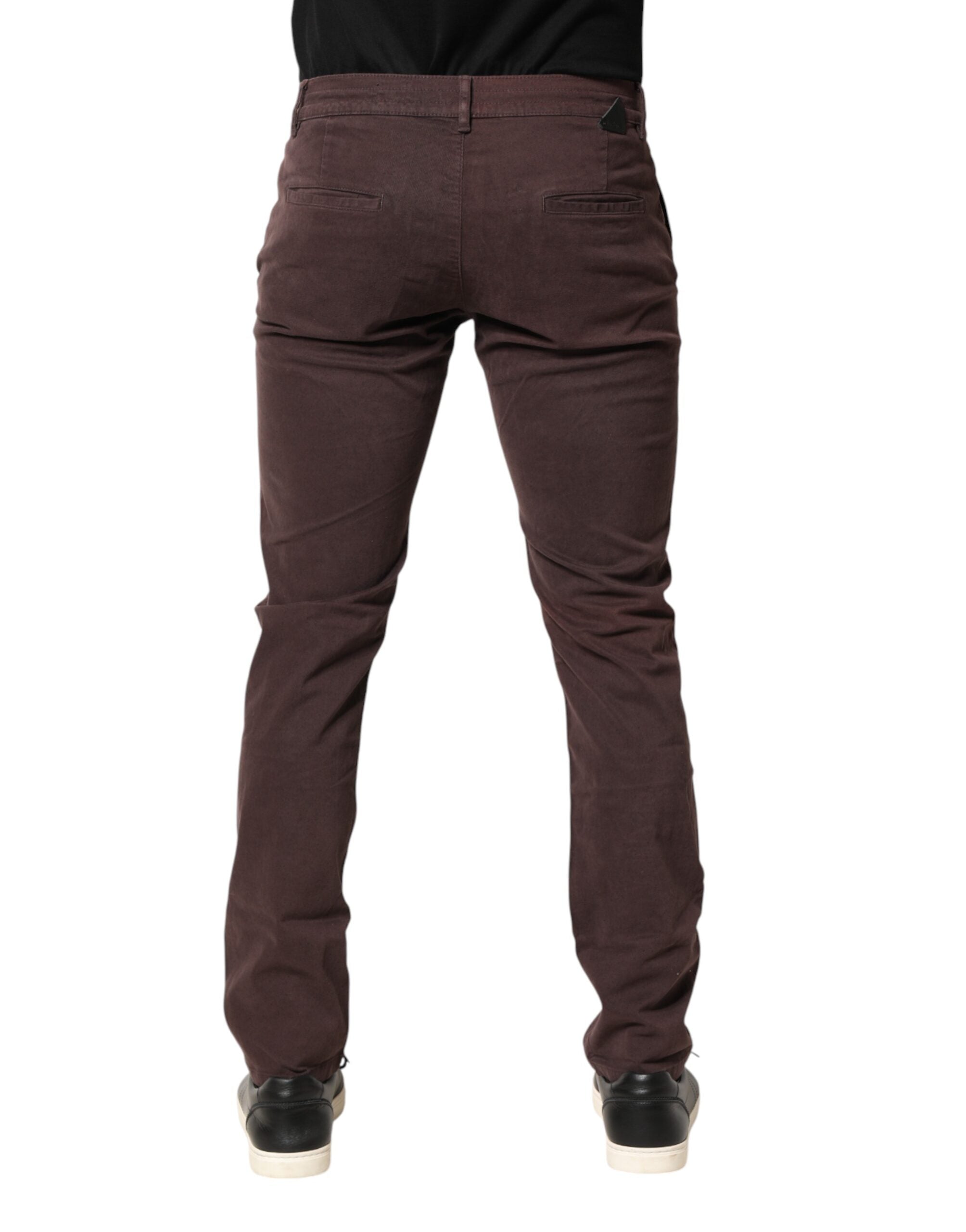 Daniele Alessandrini Brown Cotton Mid Waist Skinny Men Denim Jeans