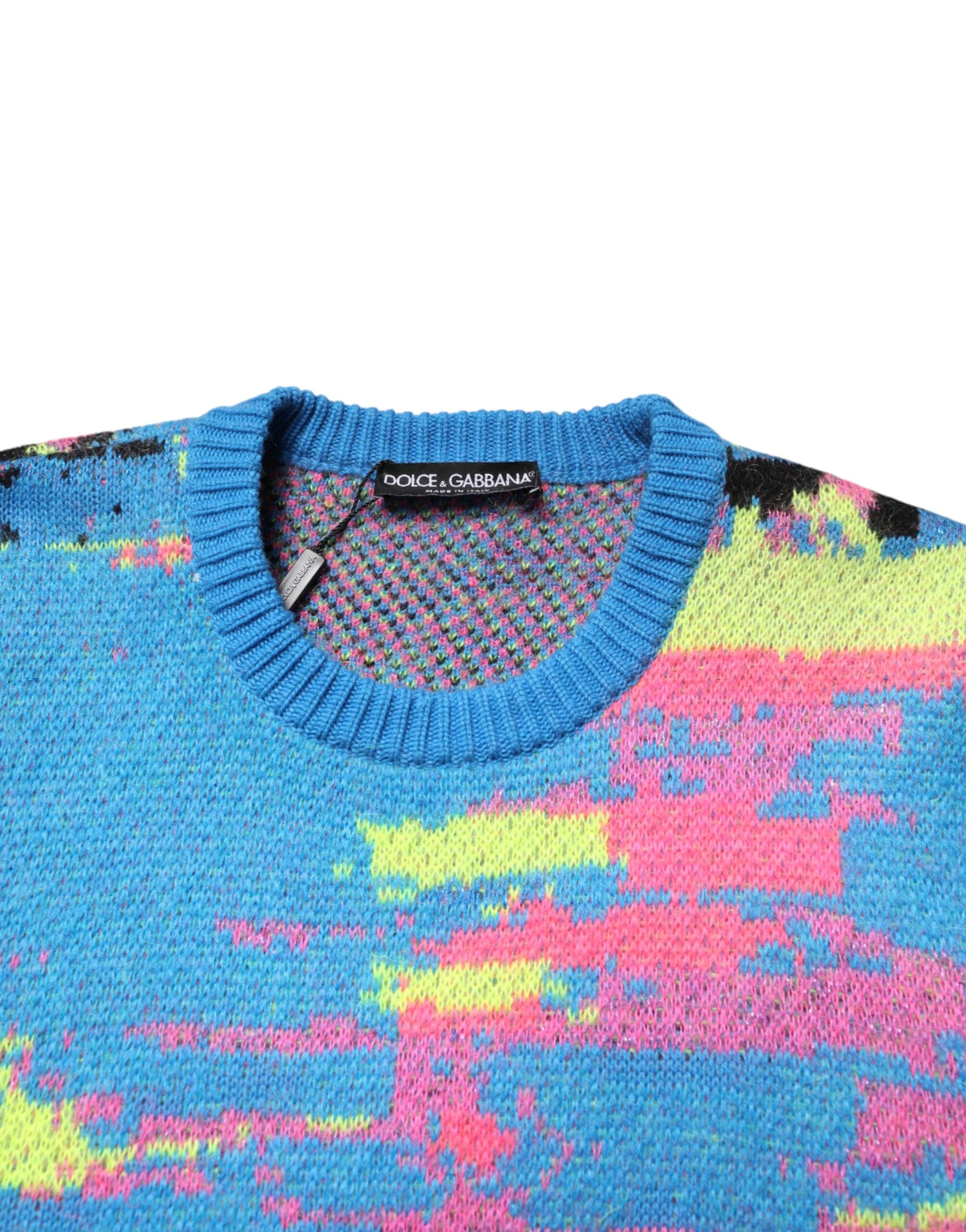Dolce & Gabbana Multicolor Men Crew Neck Pullover Sweater