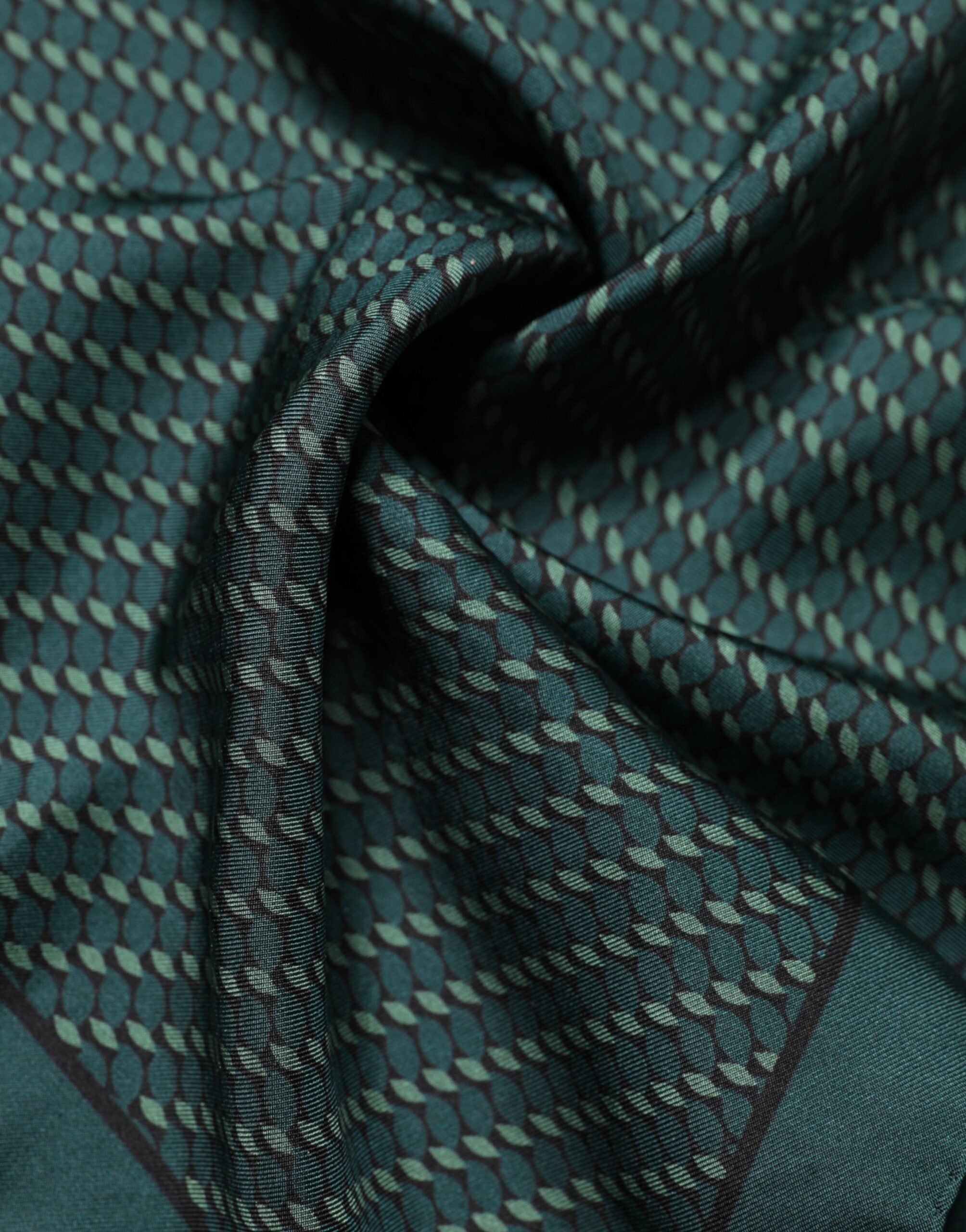 Dolce & Gabbana Dark Green Silk Patterned Handkerchief 32cm x 31cm Scarf