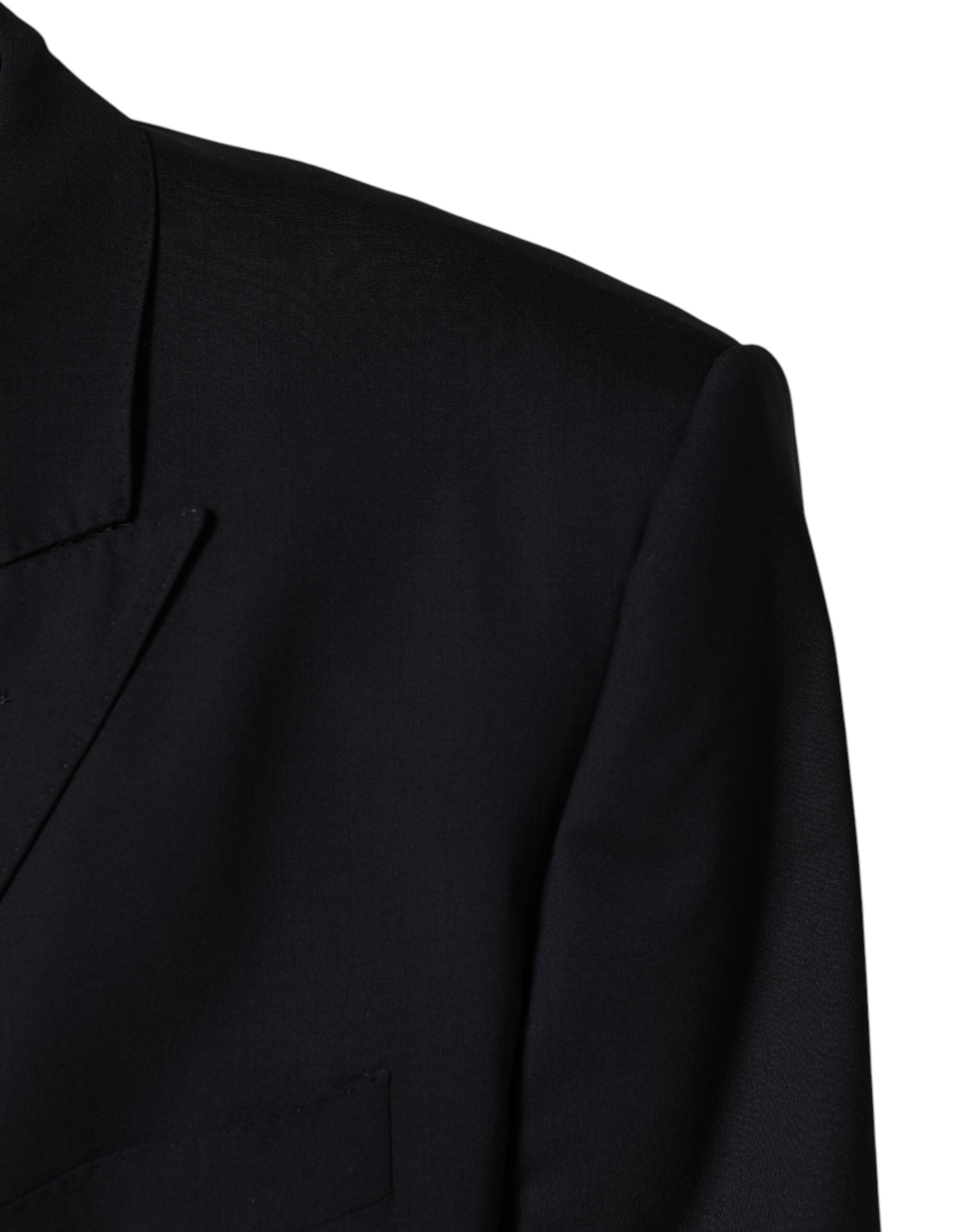 Dolce & Gabbana Blue Wool Double Breasted 2 Piece Men Suit