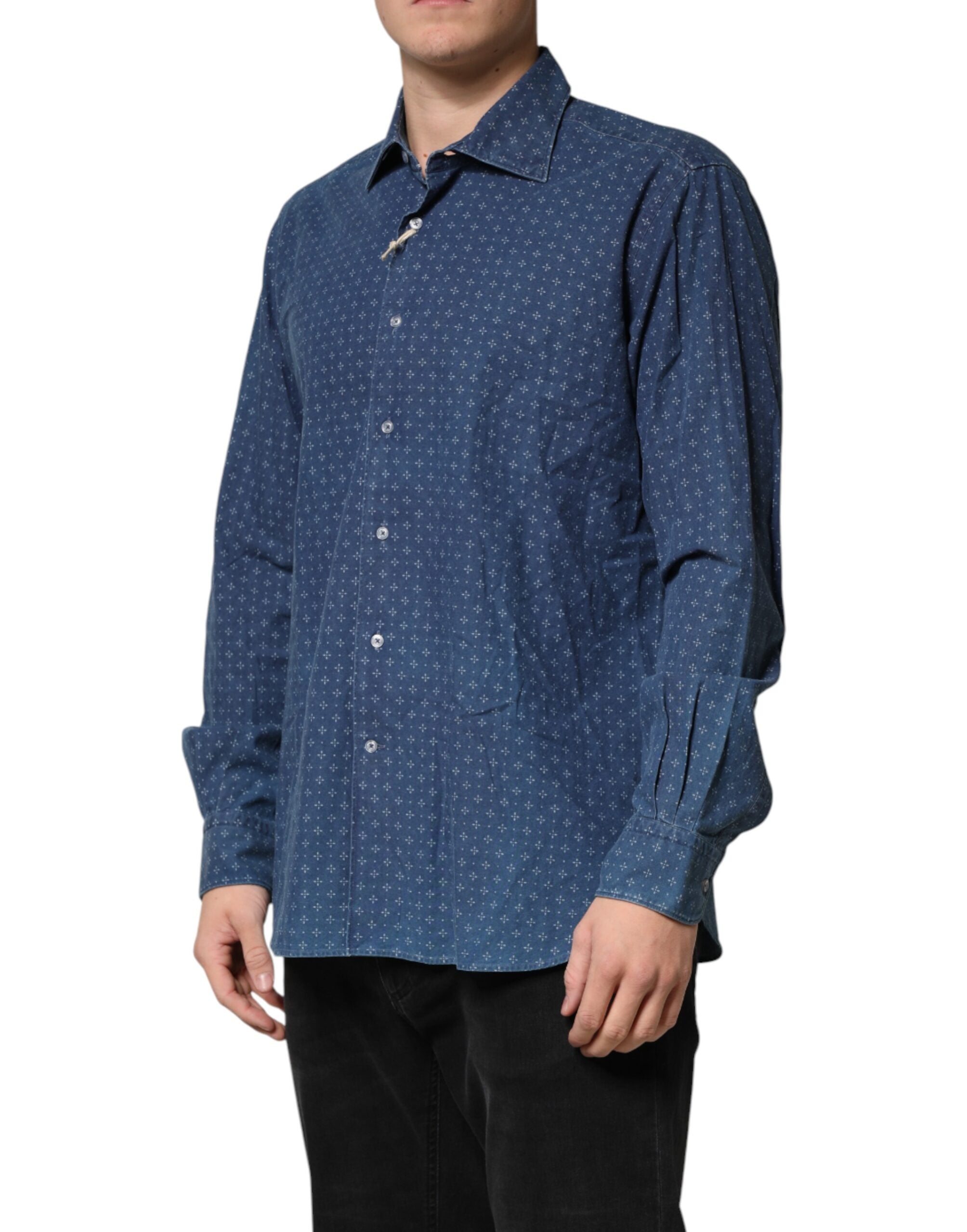 Orian 1968 Blue Button Down Long Sleeves Men Shirt
