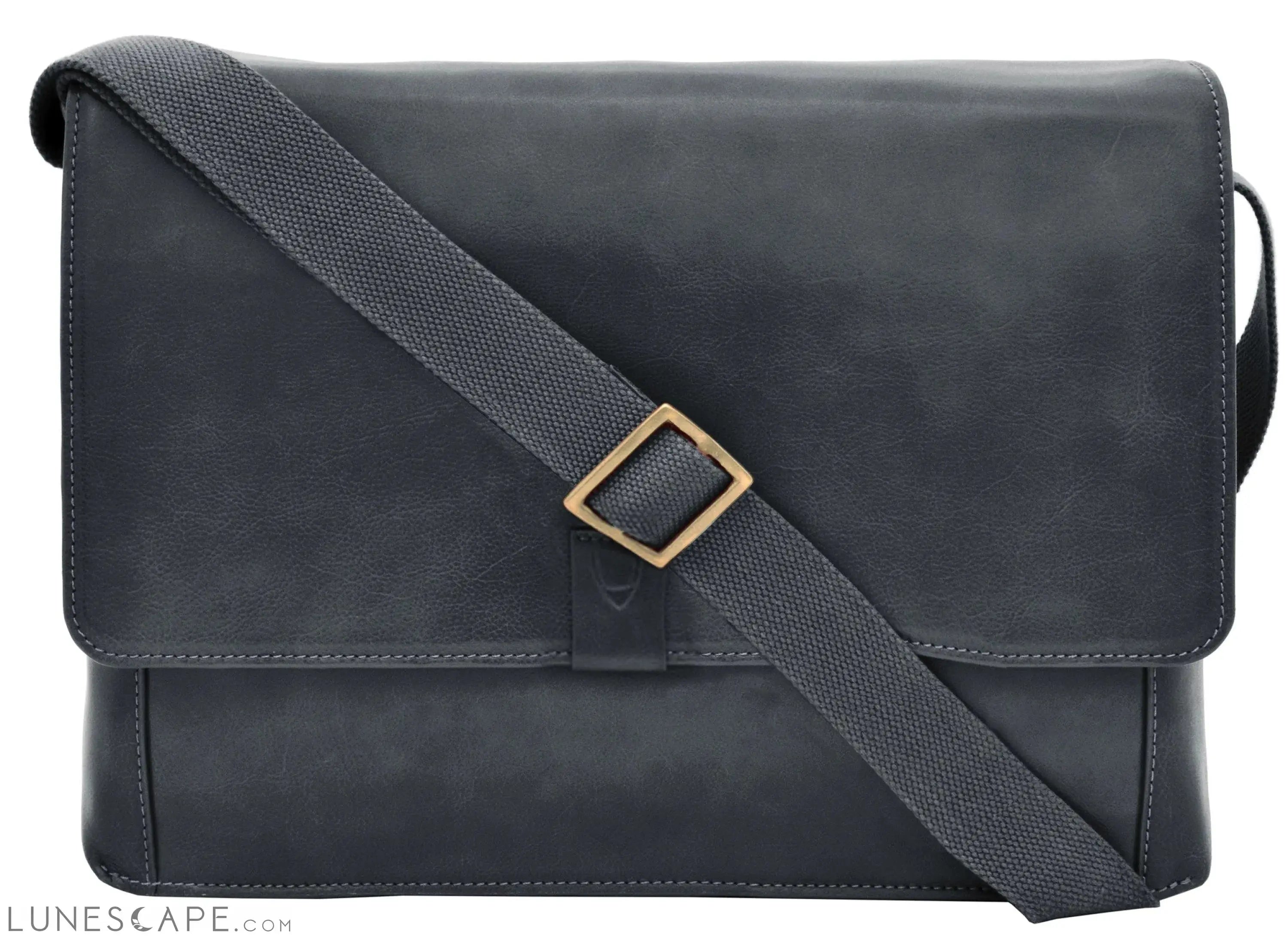 Aiden Leather Business Laptop Messenger Cross Body Bag LUNESCAPE