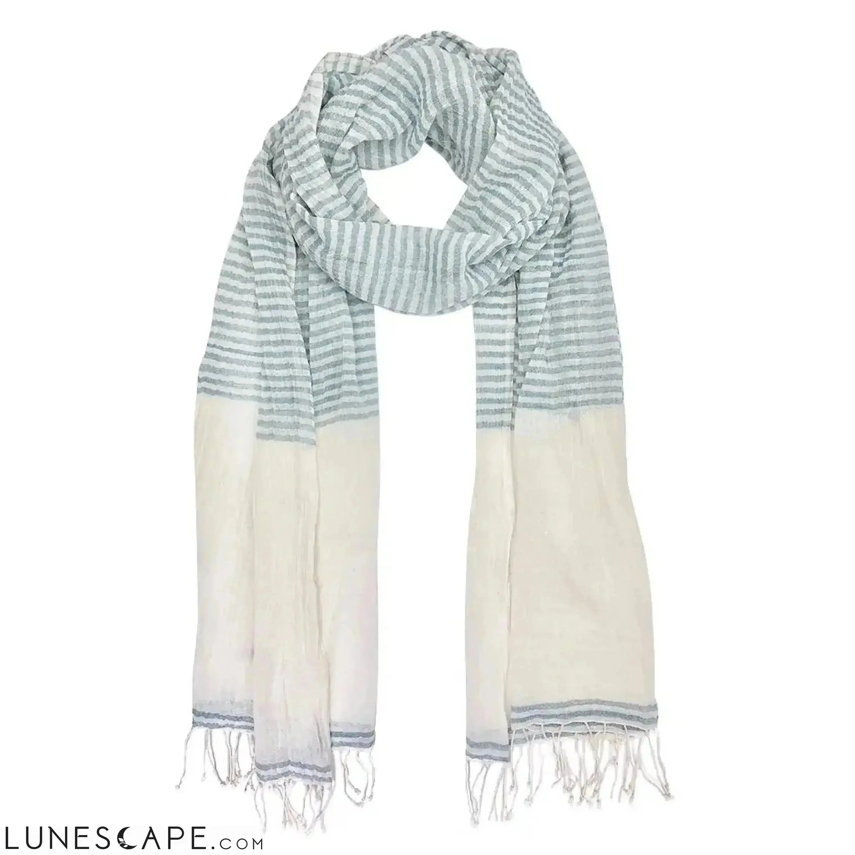 Airy Cotton Stripe Scarf LUNESCAPE
