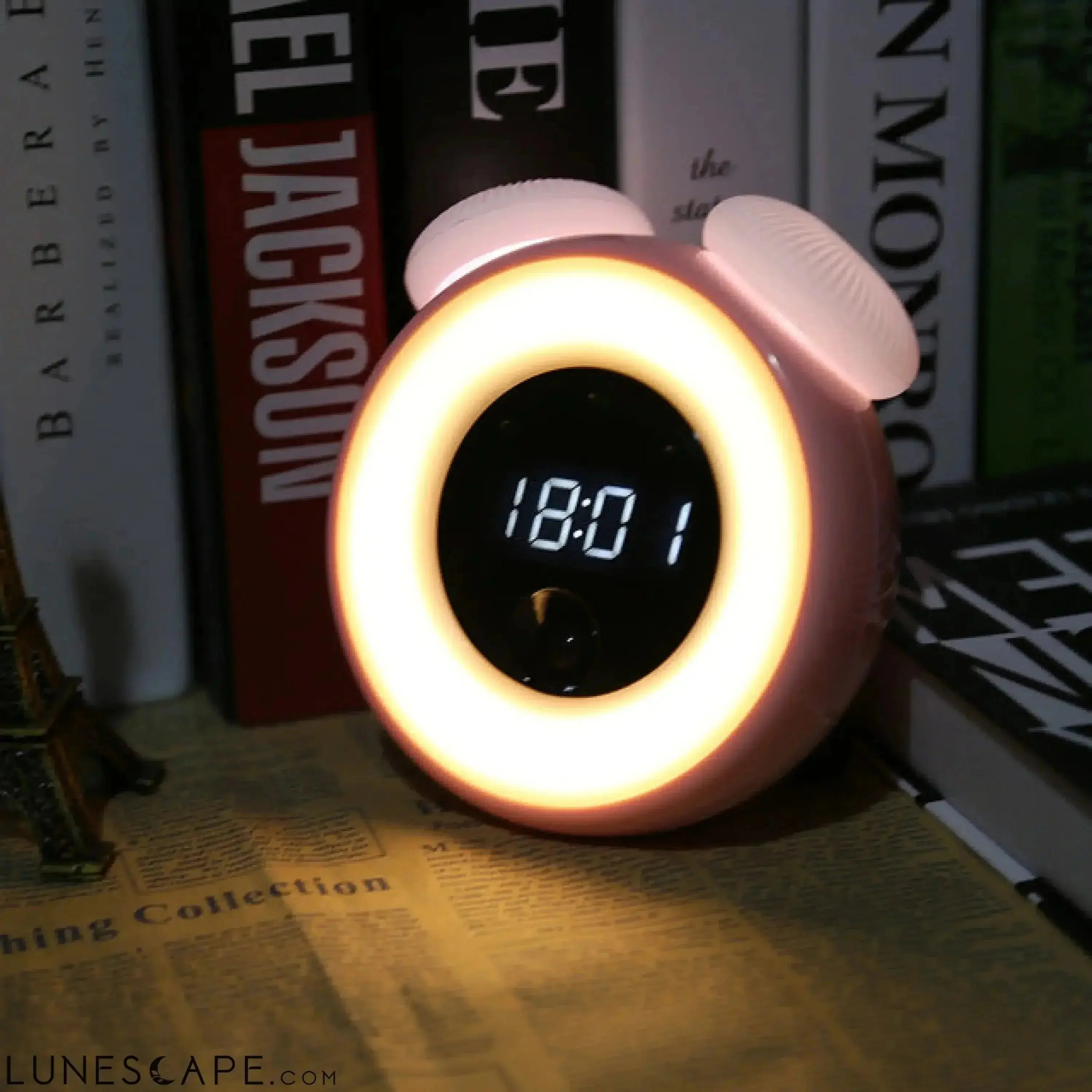 Alarm Clock & Motion-Sensing LED Nightlight LUNESCAPE