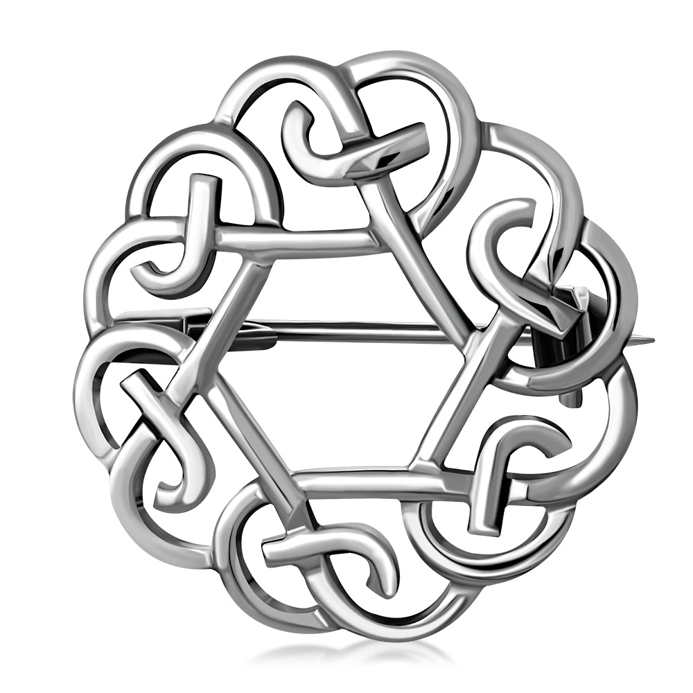 Rounded Sterling Silver Celtic Brooch LUNESCAPE