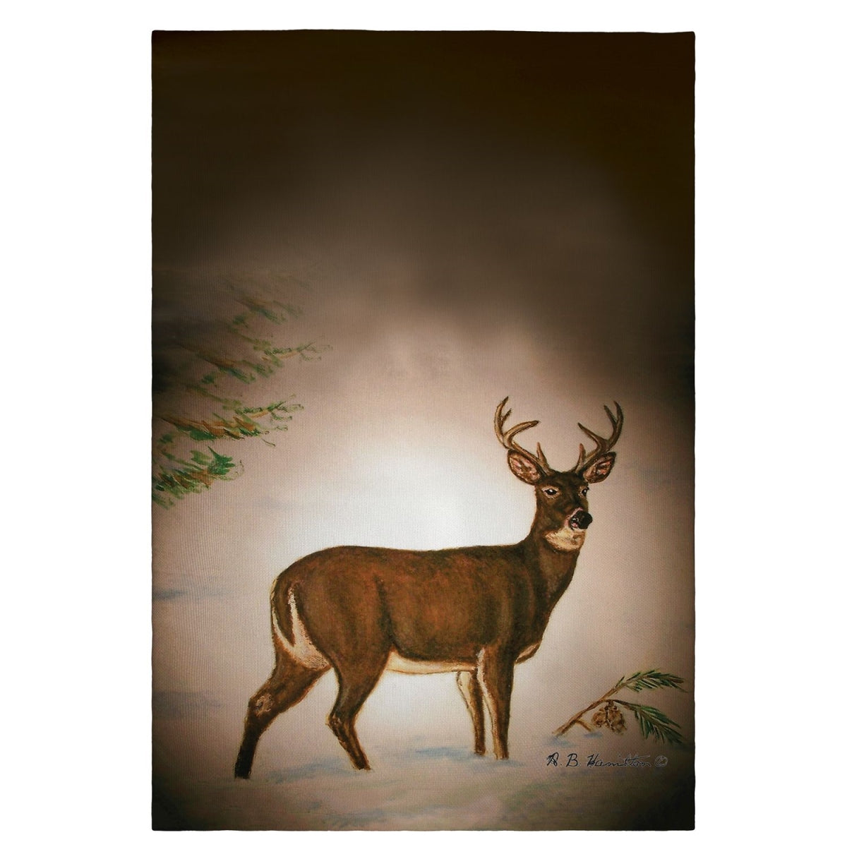 Betsy Drake GT236 Deer in Snow Guest Towel - 20 x 20 in. LUNESCAPE
