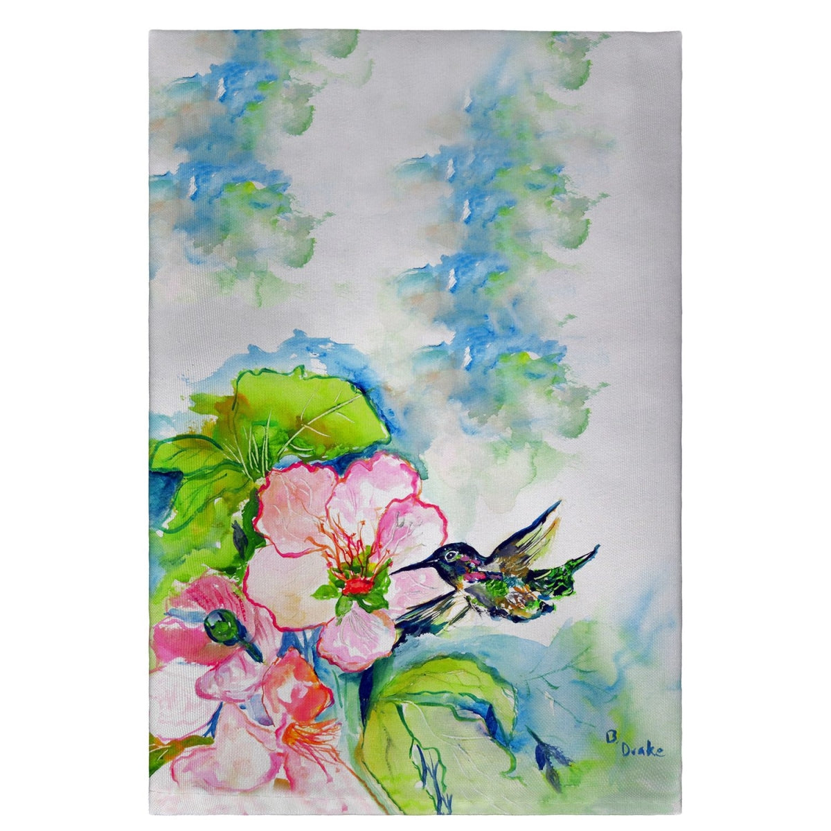 Betsy Drake GT437 Bird & Hibiscus Guest Towel - 20 x 20 in. LUNESCAPE