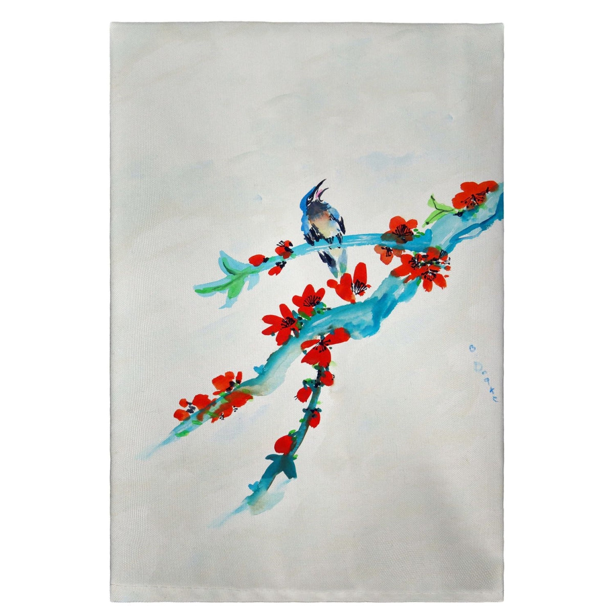Betsy Drake GT657 Red Buds & Birds Guest Towel - 20 x 20 in. LUNESCAPE