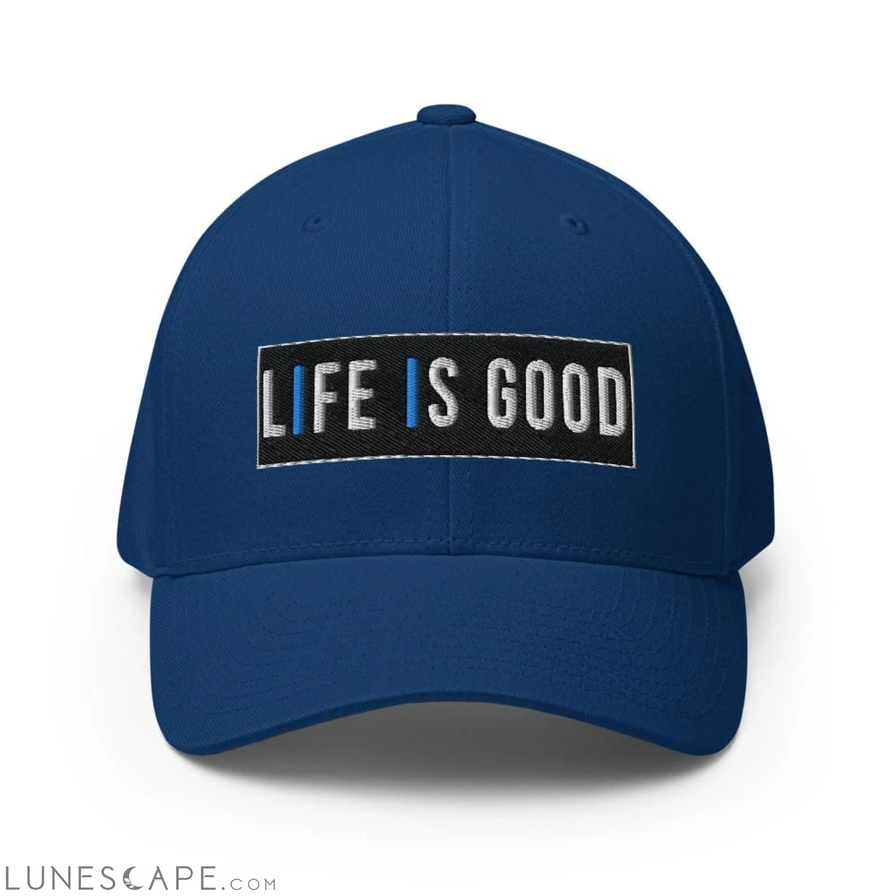 Baseball Hat - Life Is Good Print / Embroidered Twill Flexfit Cap LUNESCAPE
