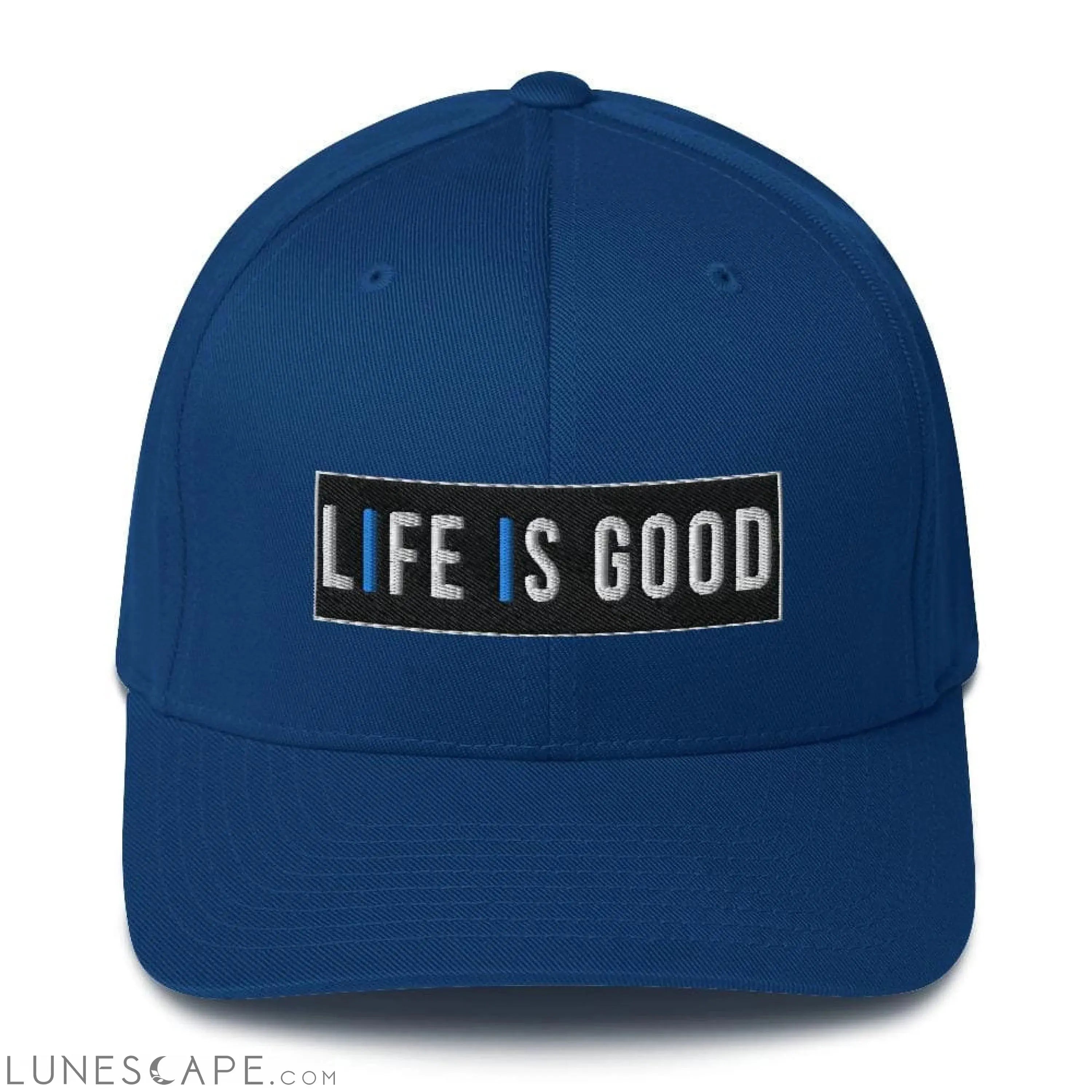 Baseball Hat - Life Is Good Print / Embroidered Twill Flexfit Cap LUNESCAPE