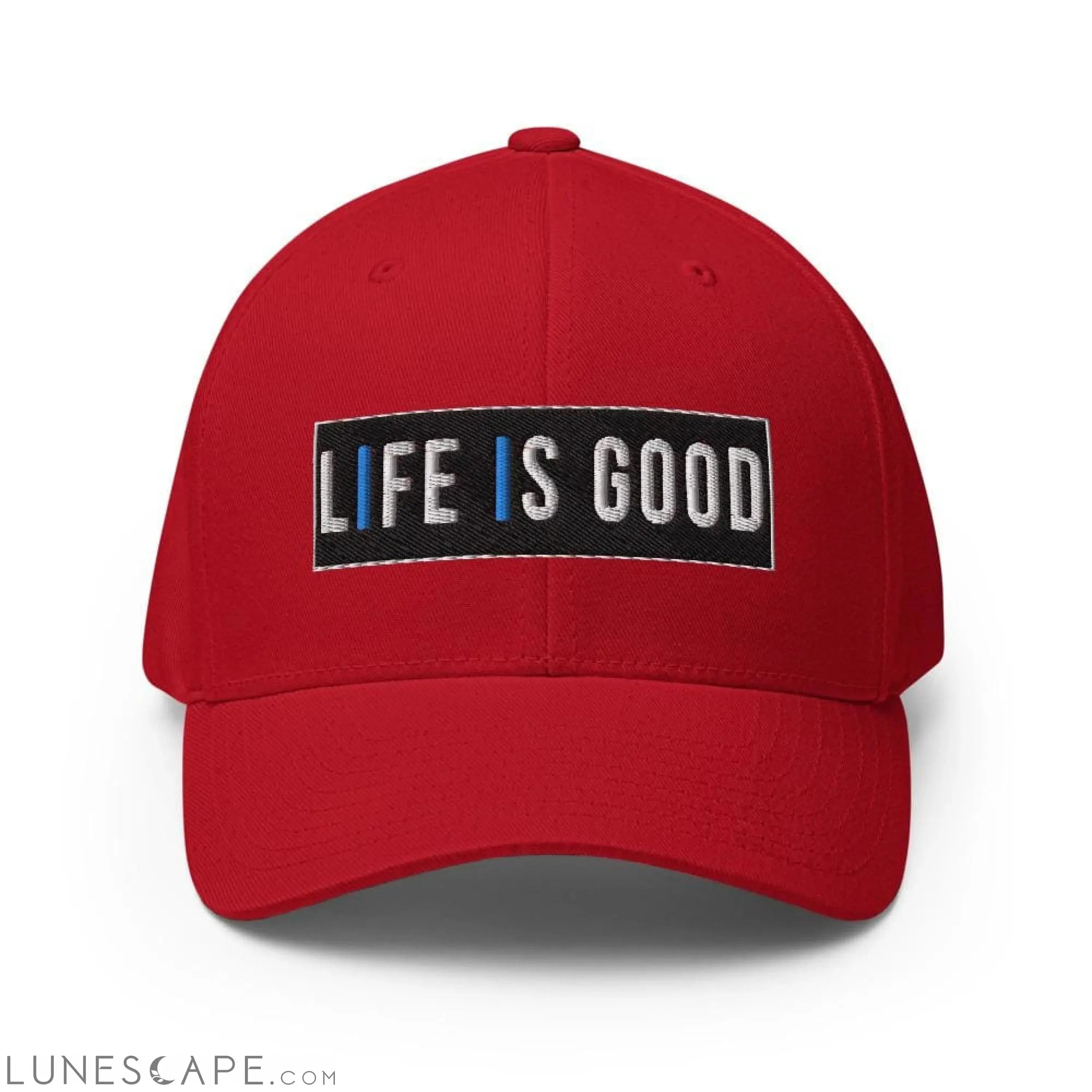Baseball Hat - Life Is Good Print / Embroidered Twill Flexfit Cap LUNESCAPE