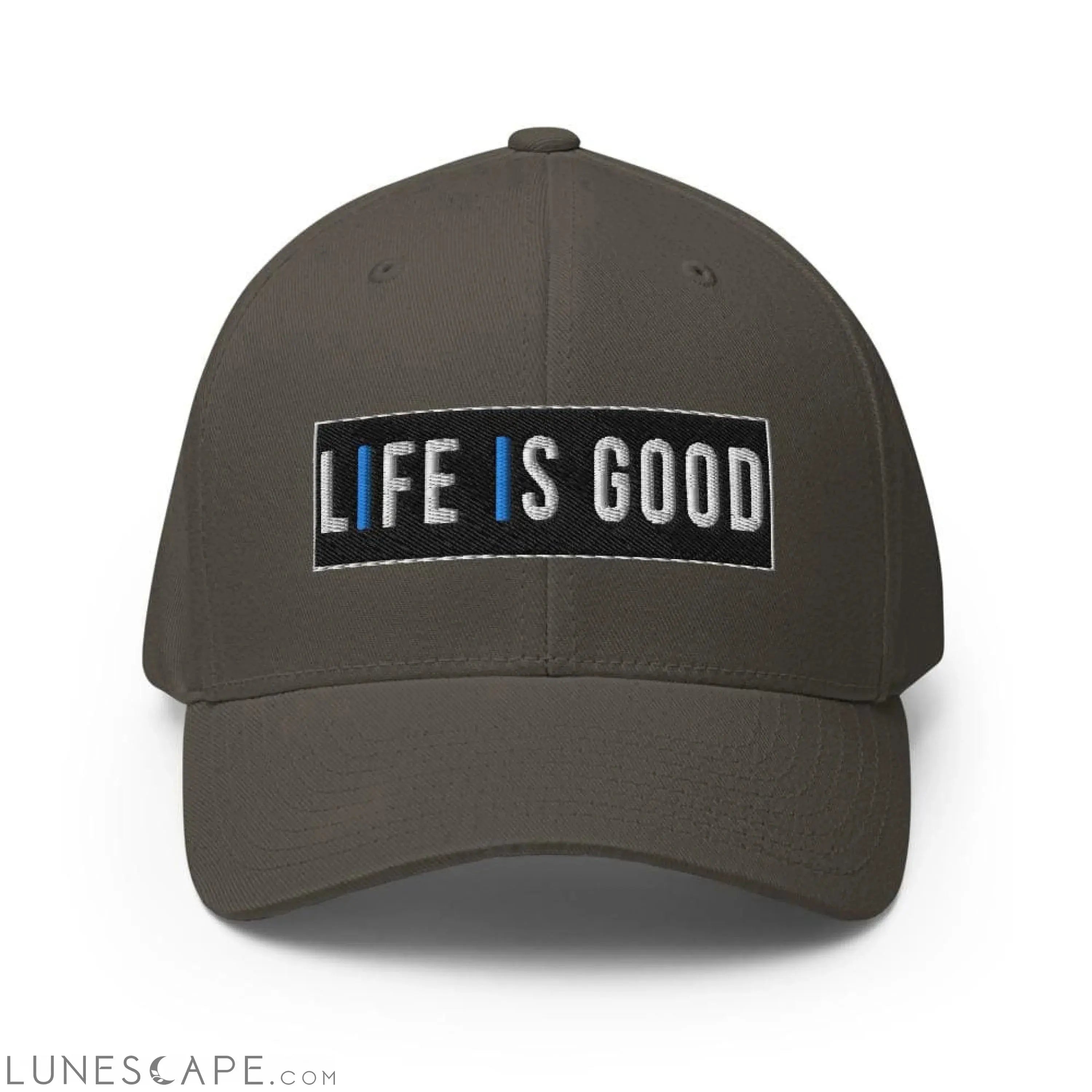 Baseball Hat - Life Is Good Print / Embroidered Twill Flexfit Cap LUNESCAPE