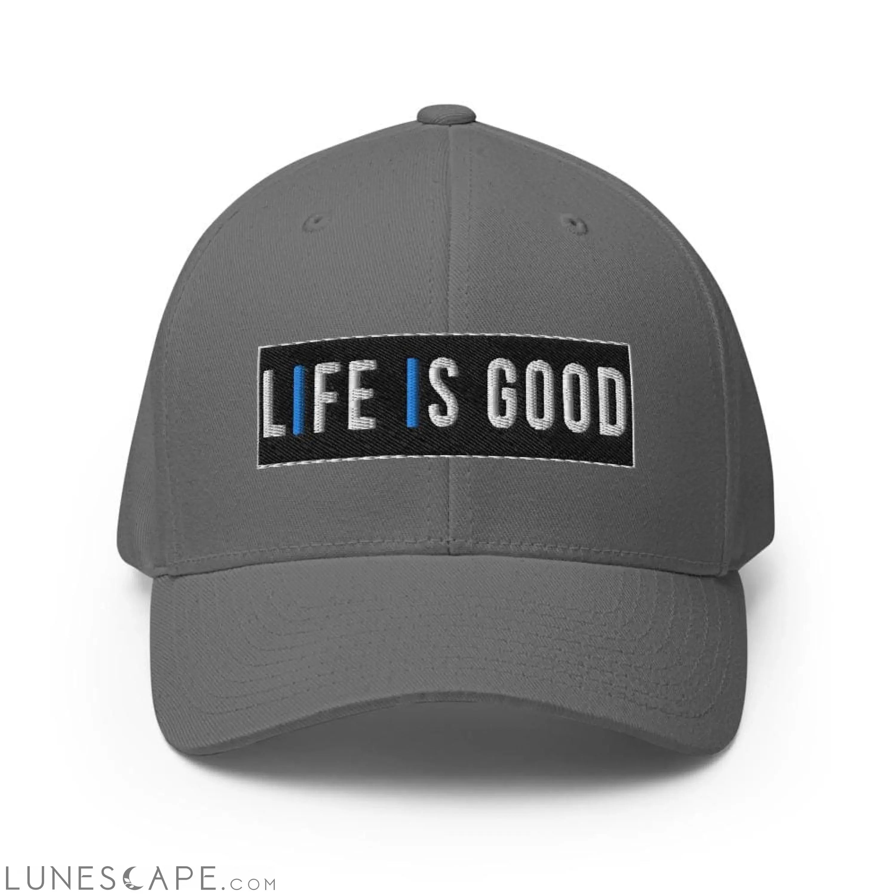 Baseball Hat - Life Is Good Print / Embroidered Twill Flexfit Cap LUNESCAPE