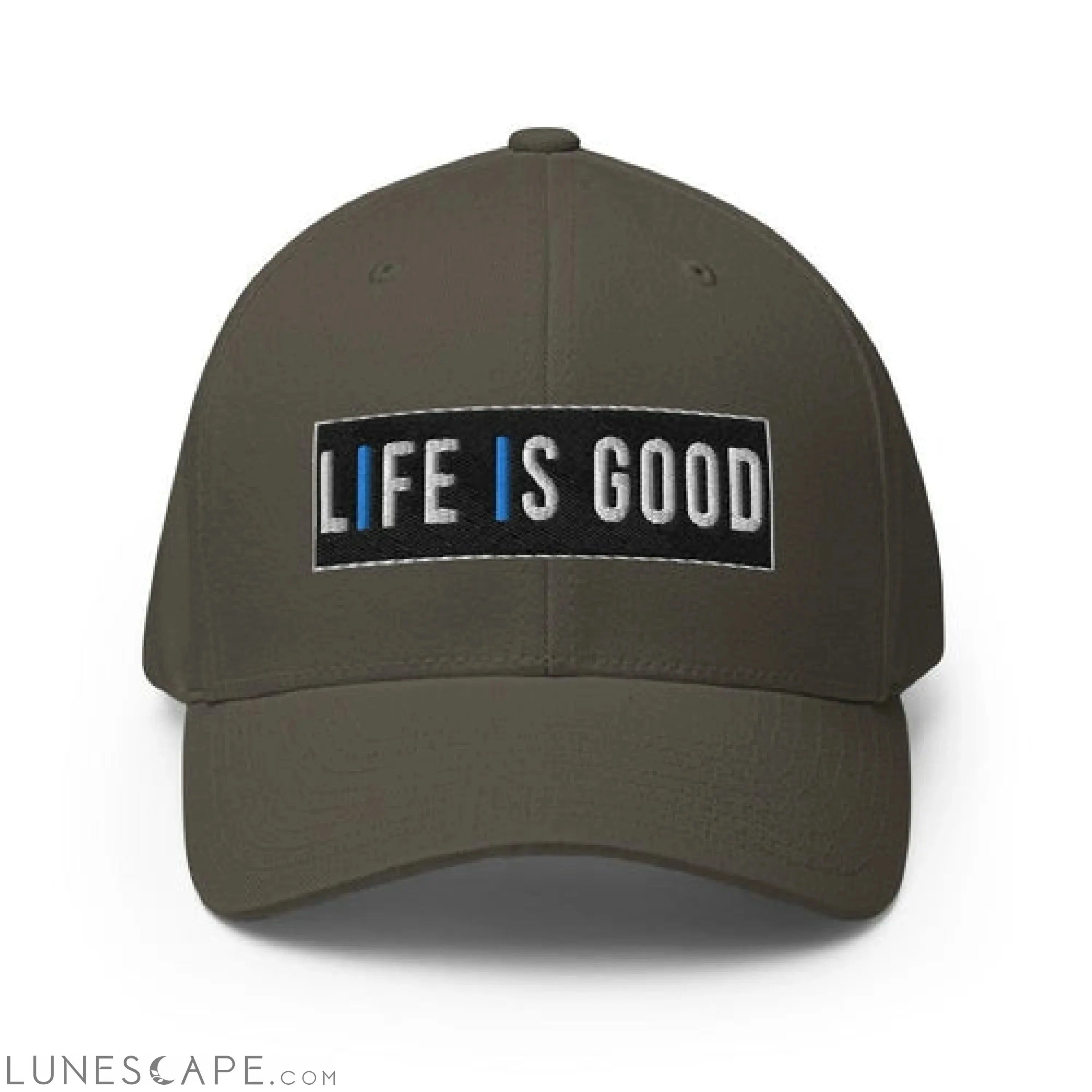 Baseball Hat - Life Is Good Print / Embroidered Twill Flexfit Cap LUNESCAPE