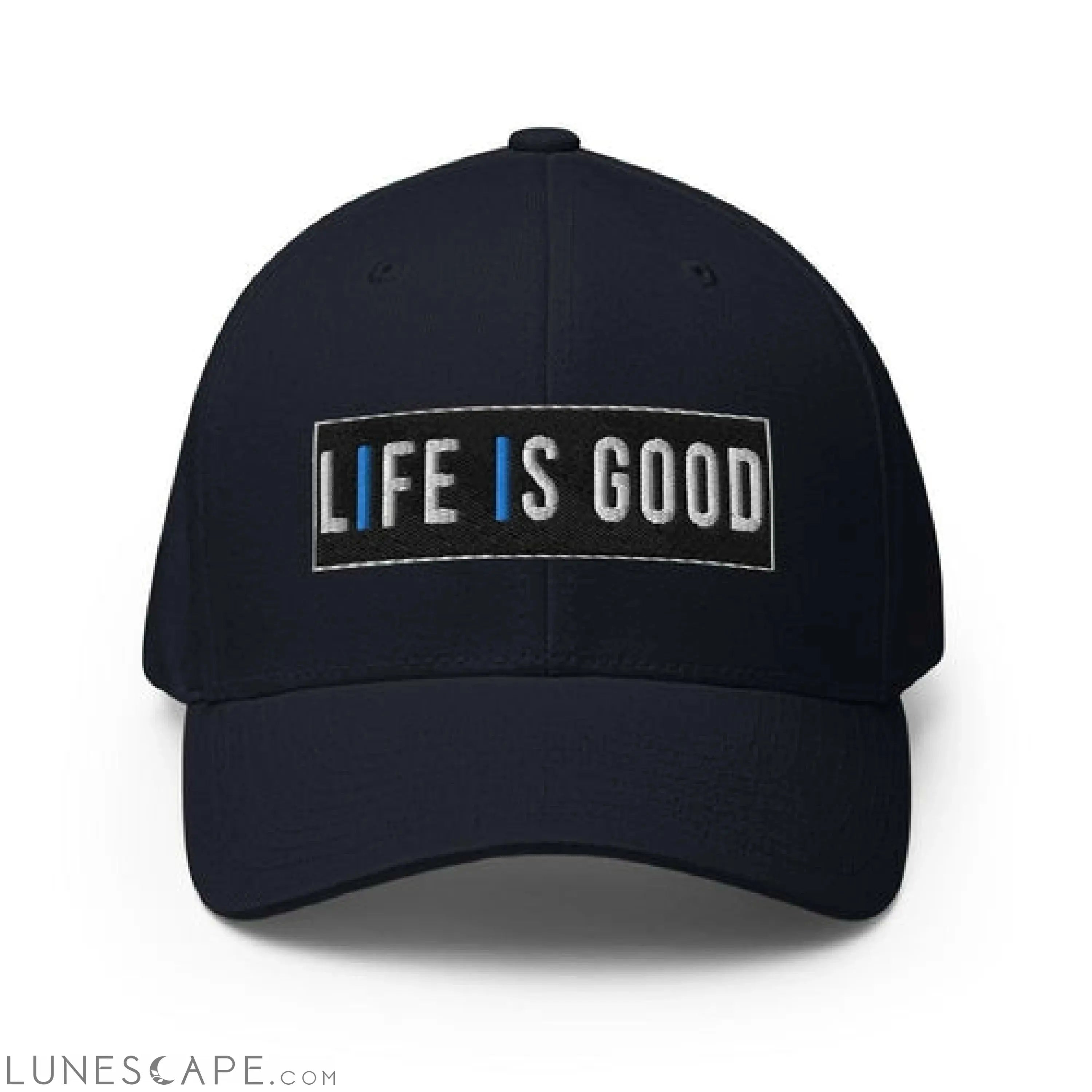 Baseball Hat - Life Is Good Print / Embroidered Twill Flexfit Cap LUNESCAPE