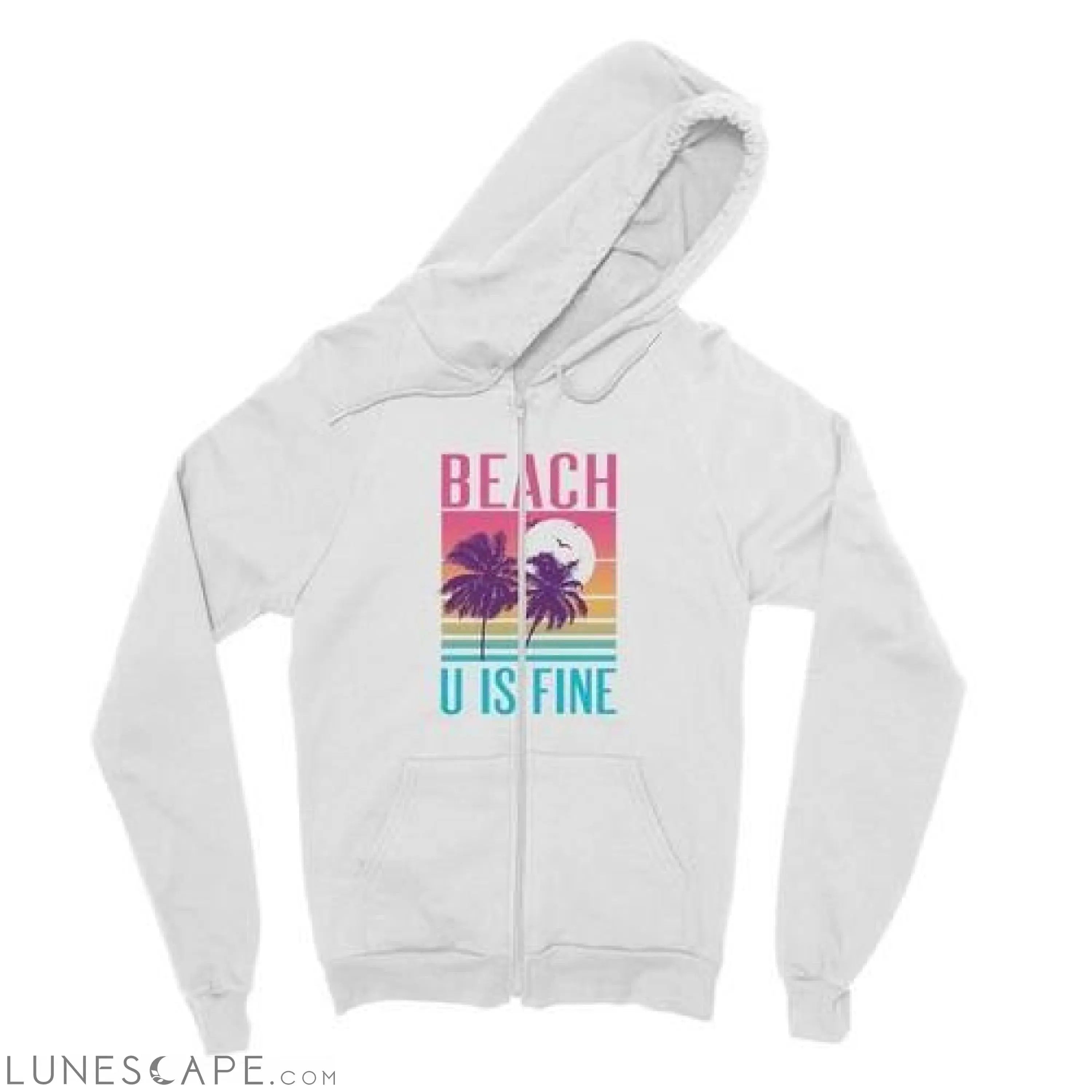 Beach U Is Fine Zipped Fleece Jacket LUNESCAPE