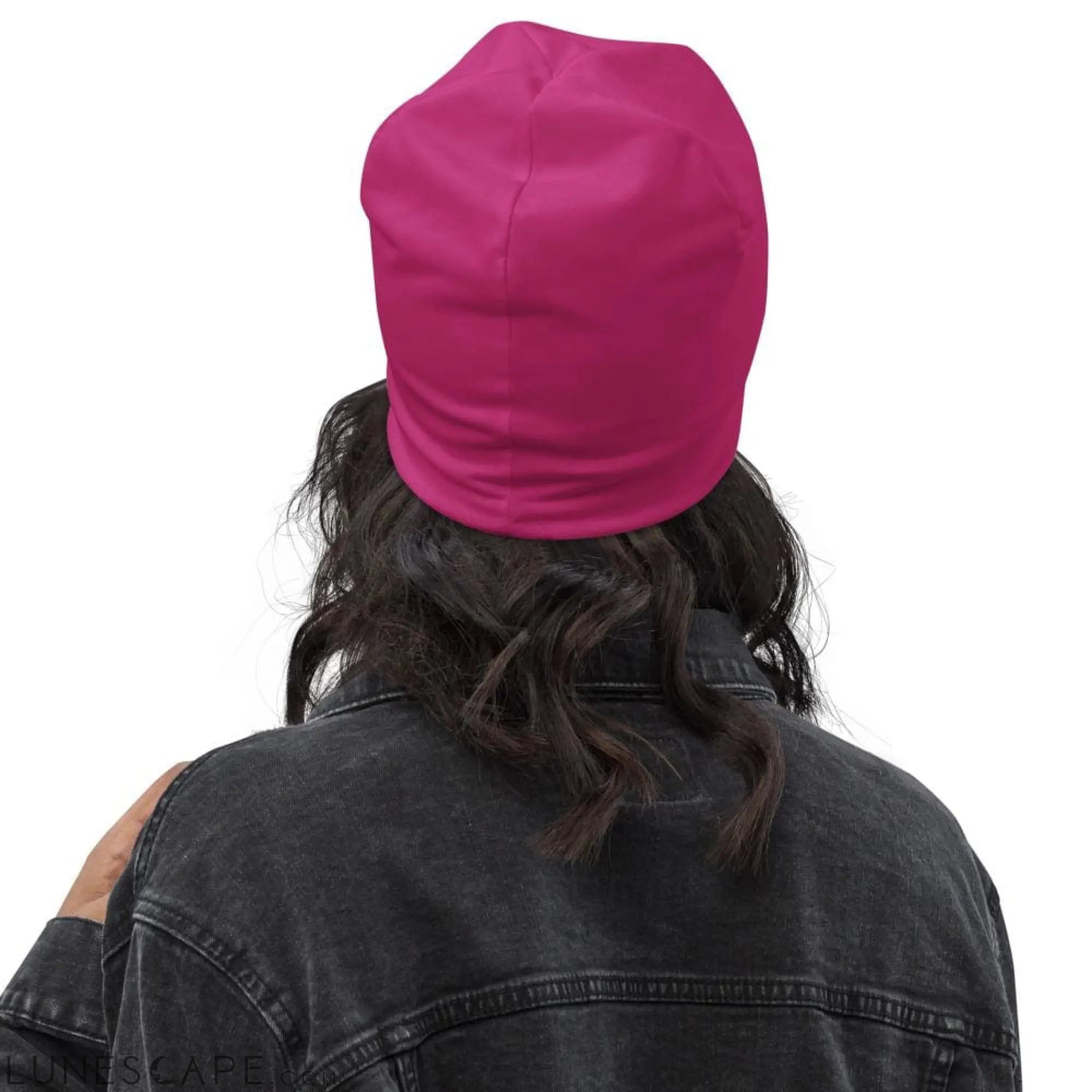 Beanie Hat - Pink Slouchy Beanie Prayer Warrior Print Men/women LUNESCAPE