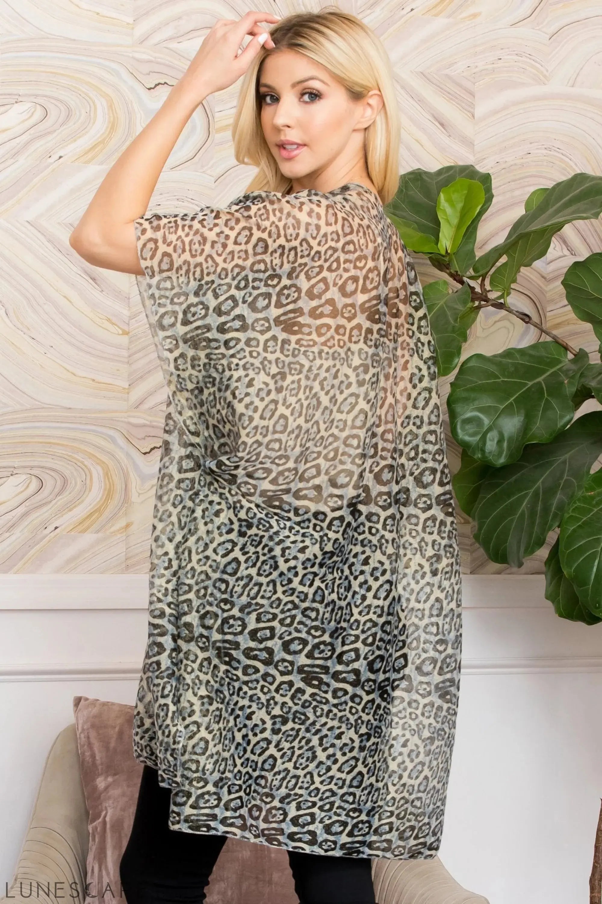 Black Leopard Lurex Kimono LUNESCAPE