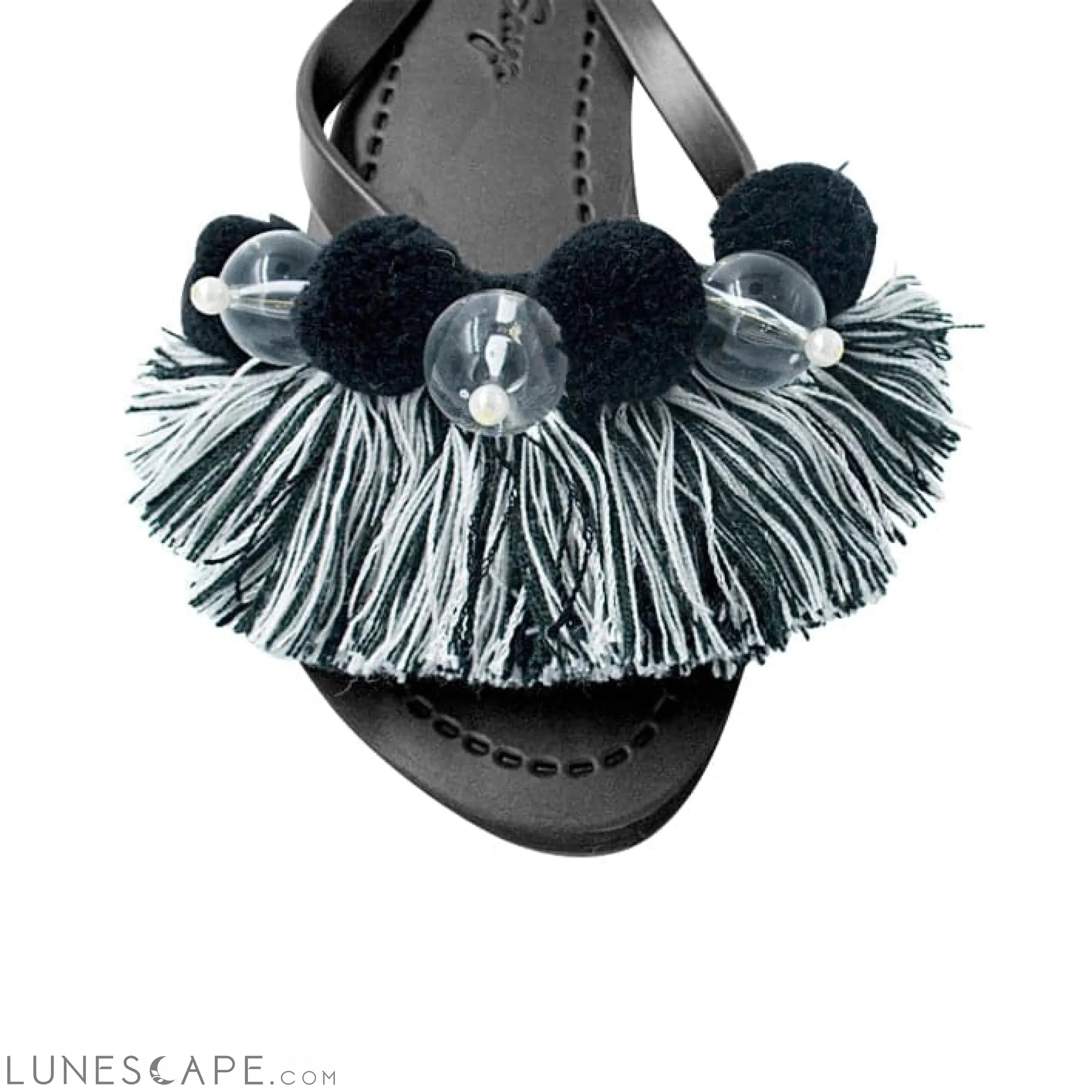 Black Pom Pom Tassel- Women's Mid Wedge LUNESCAPE