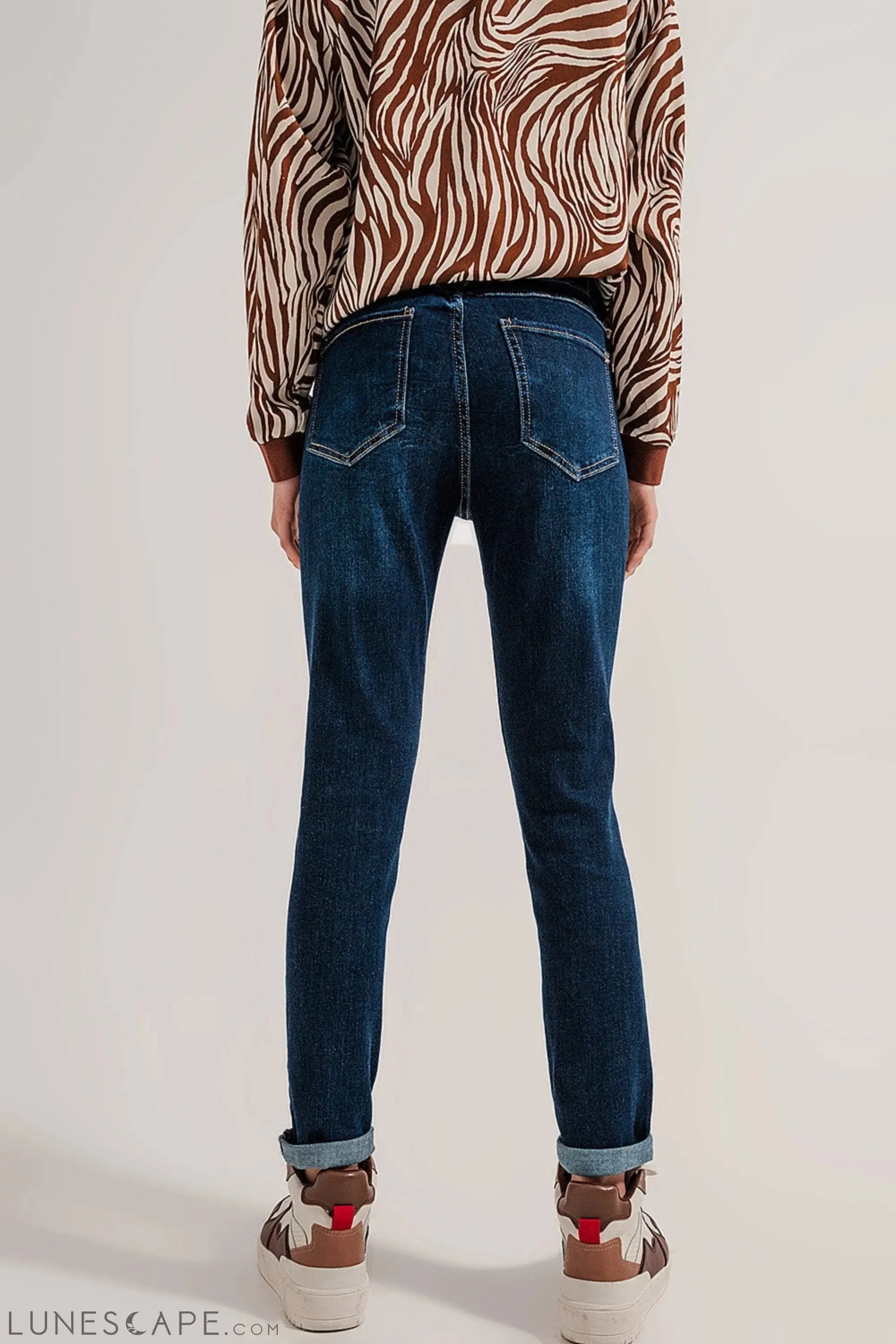 Blend Cotton Straight Leg Jeans in Mid Blue LUNESCAPE