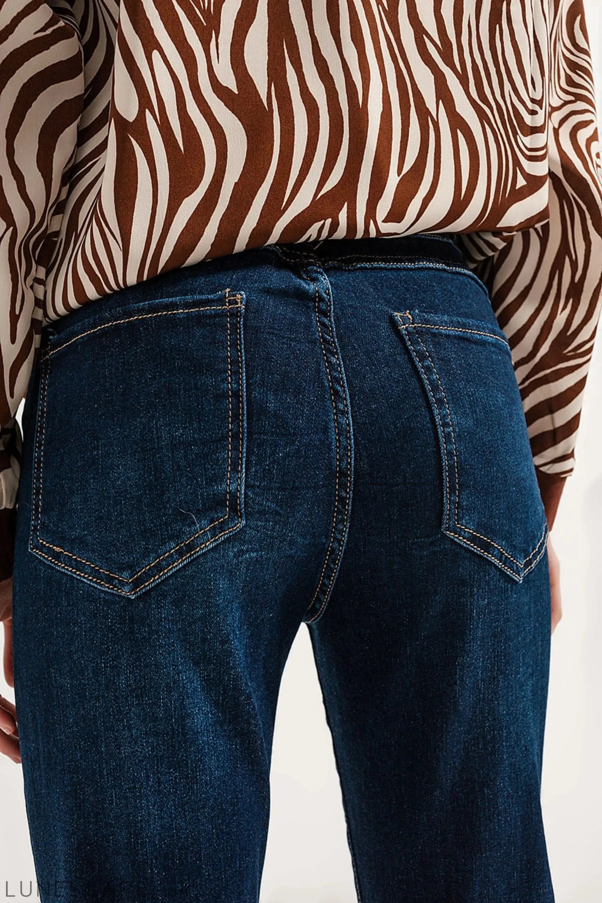 Blend Cotton Straight Leg Jeans in Mid Blue LUNESCAPE