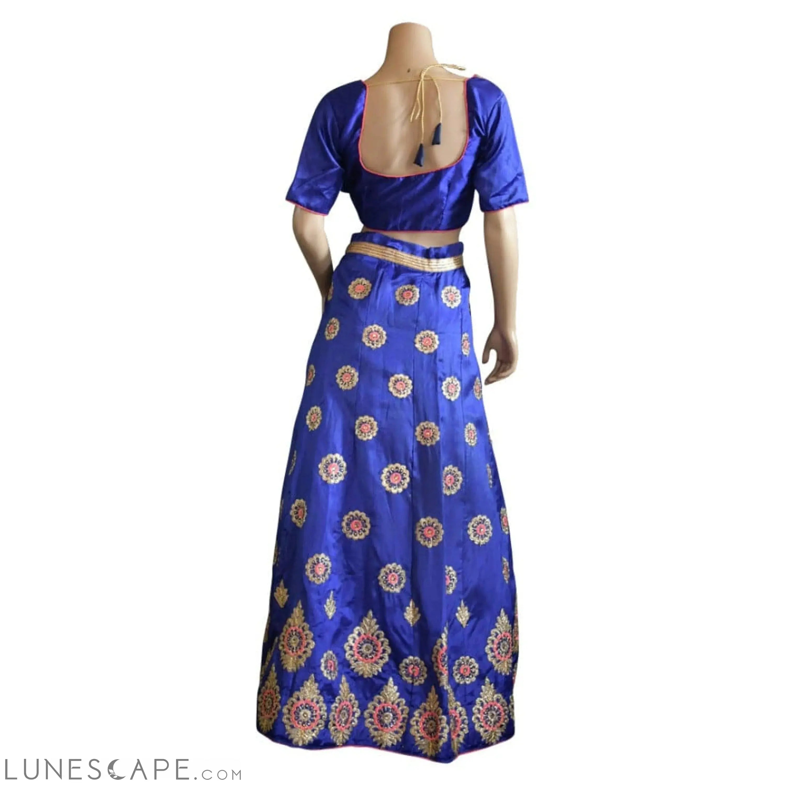 Blue and Pink Embroidered Lehenga LUNESCAPE