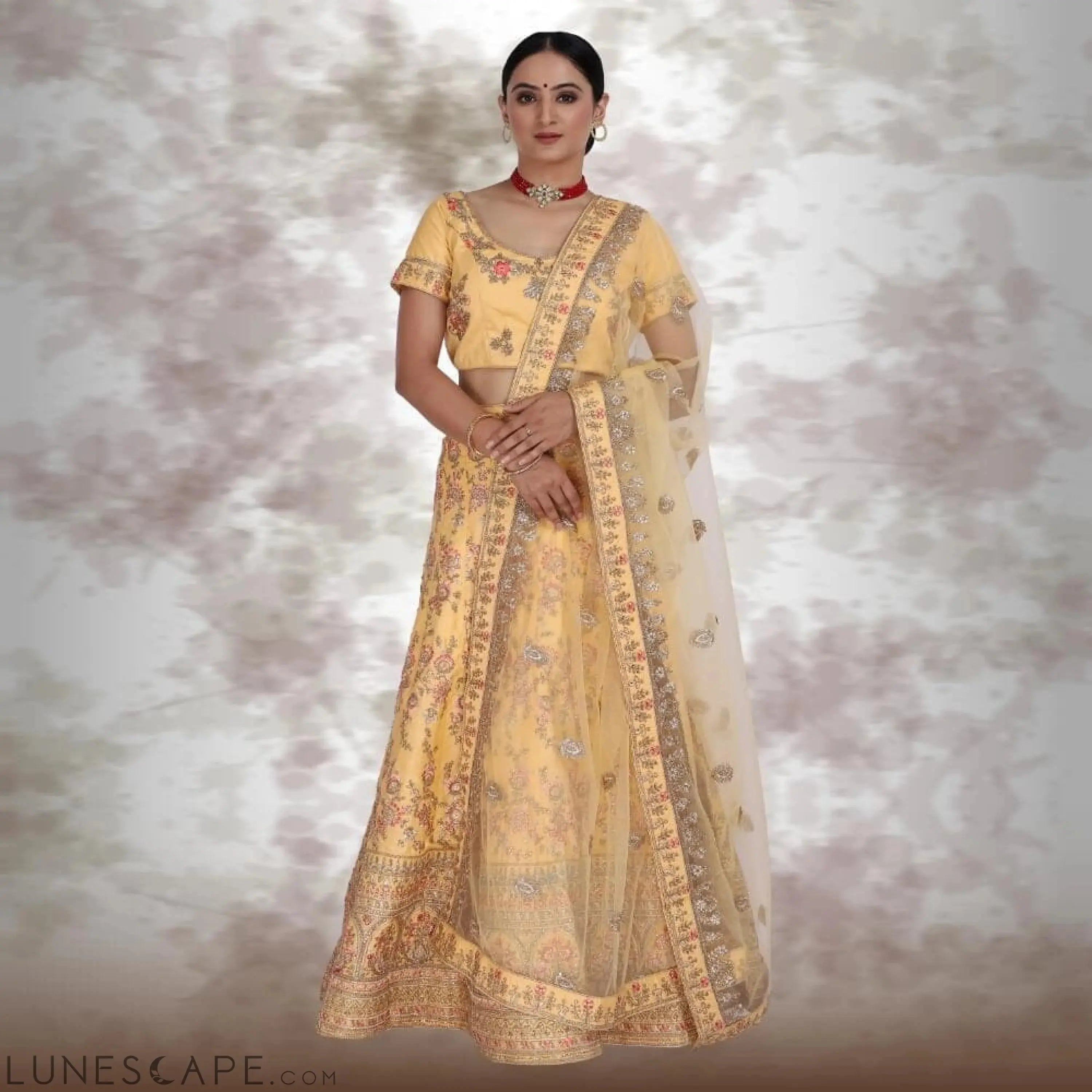Bridal Lehenga Choli in Yellow LUNESCAPE