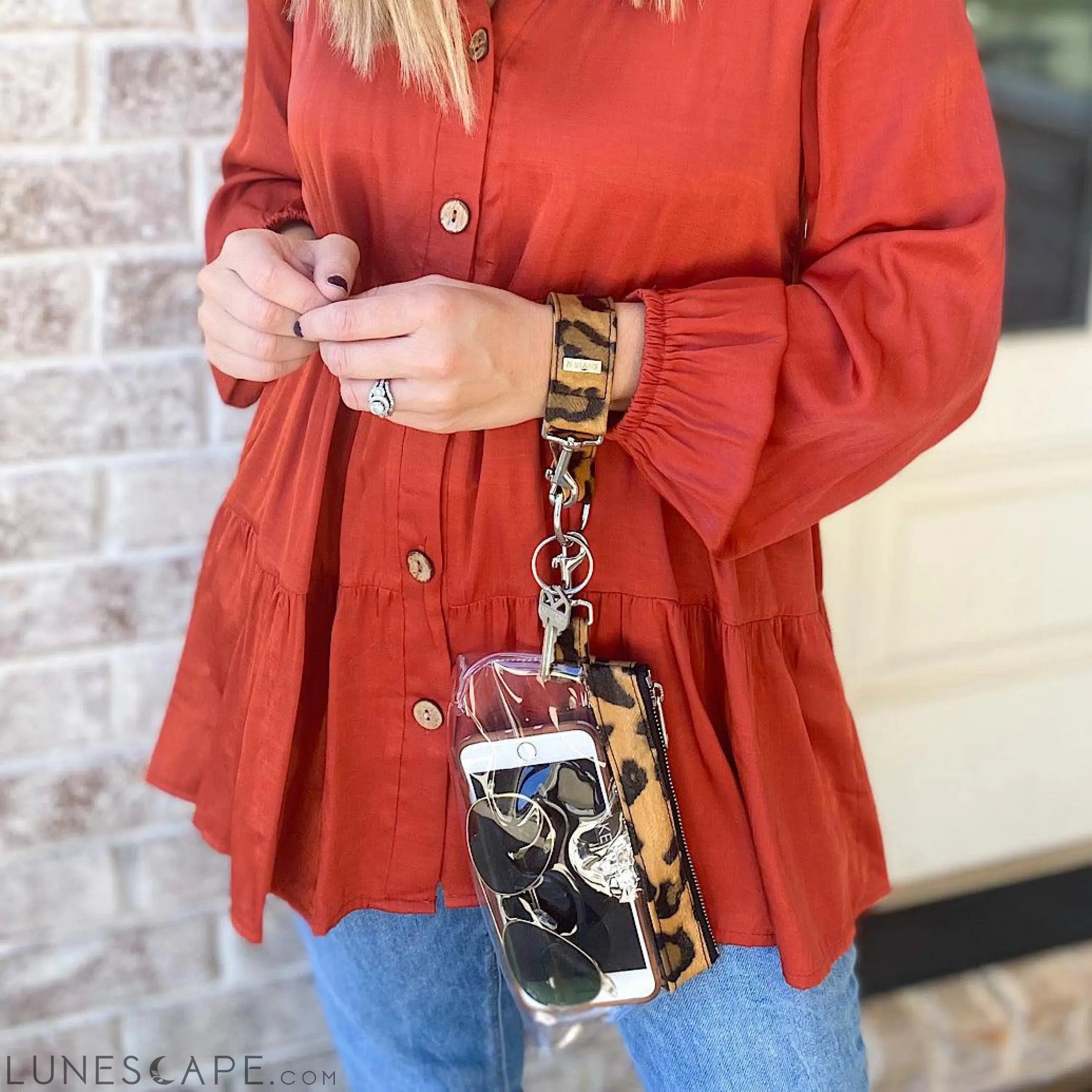 Brown Leopard CLEAR Bag - Vegan Leather Trim LUNESCAPE