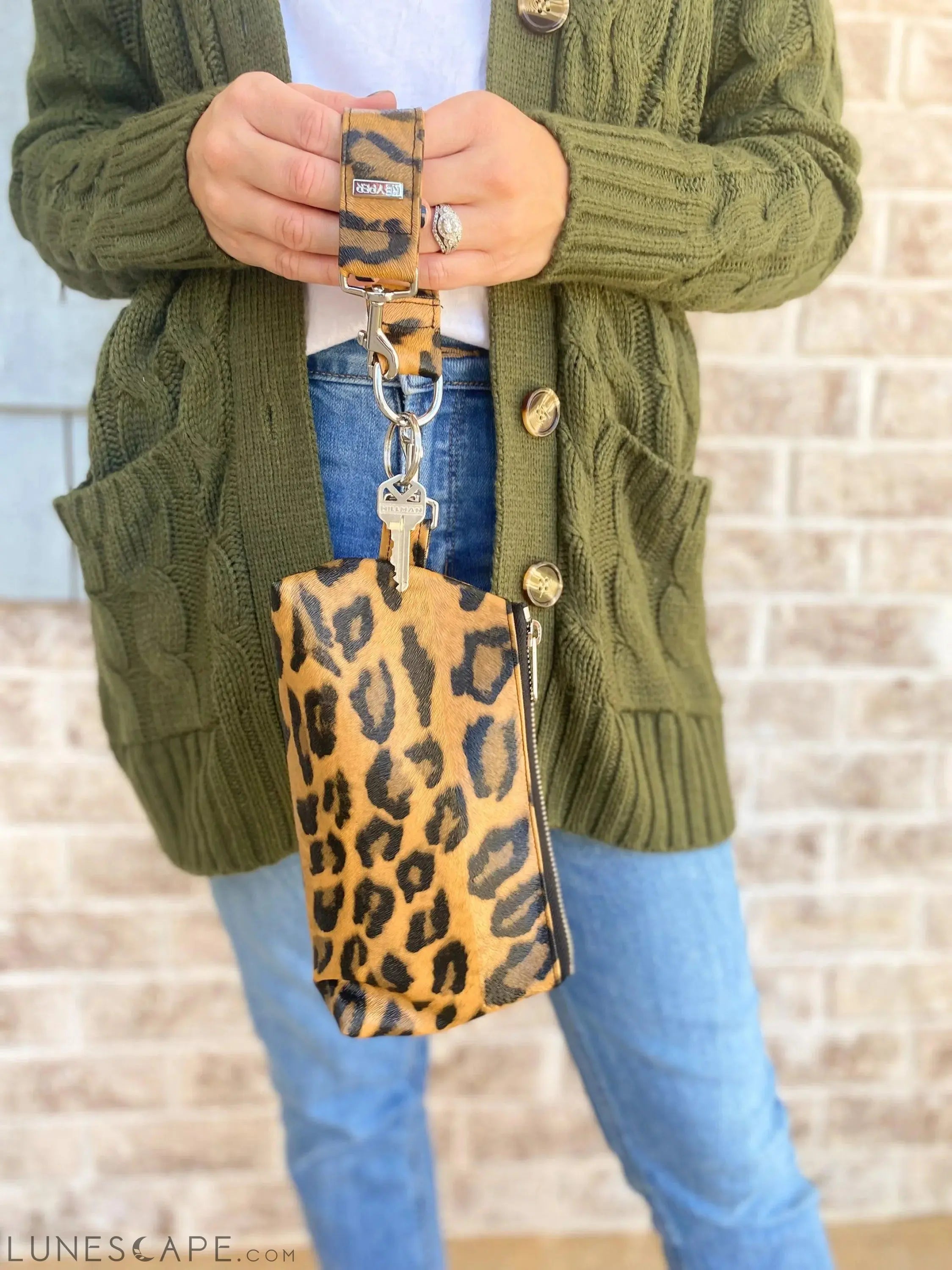 Brown Leopard Vegan Leather 2-Piece WRISTLET SET LUNESCAPE