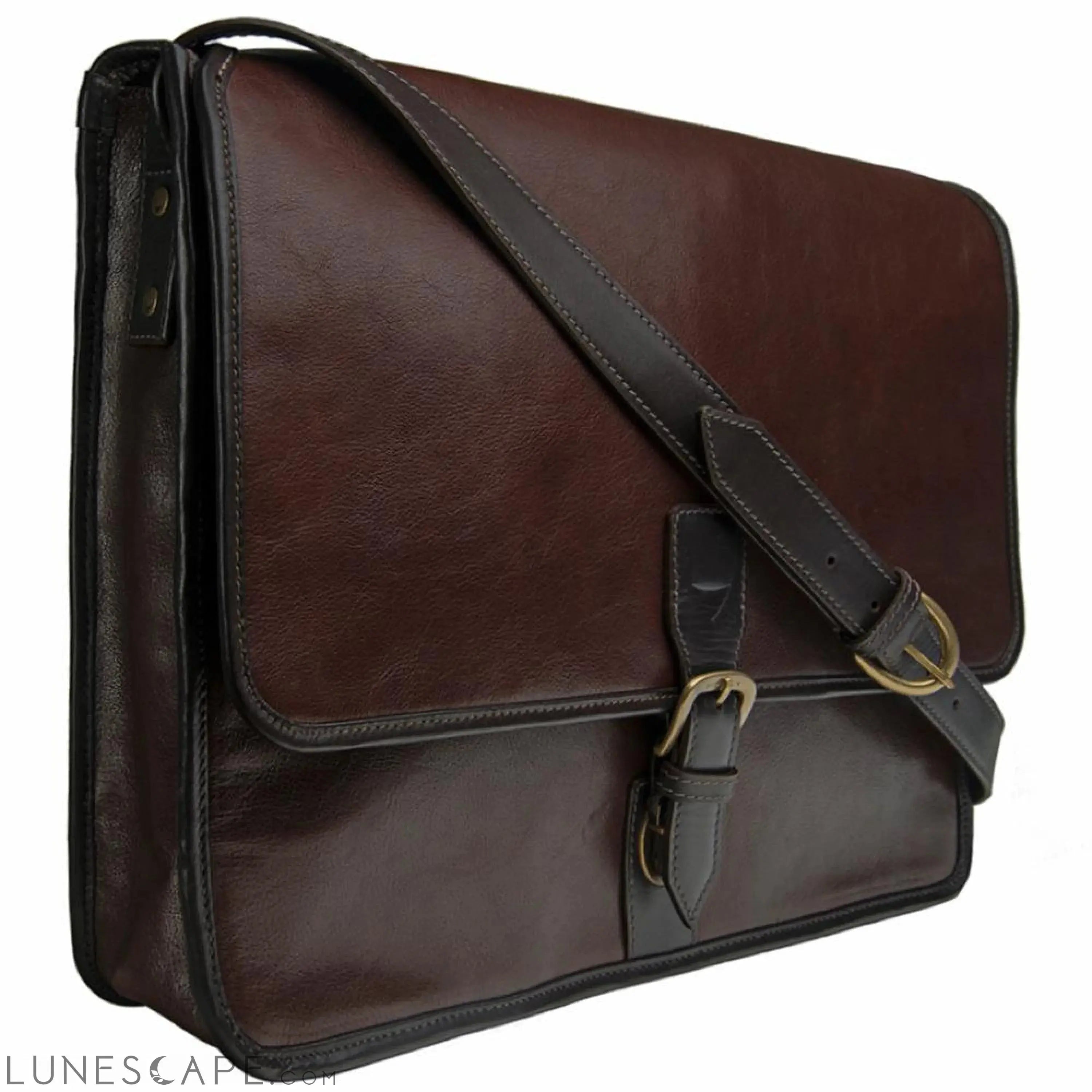 Buffalo Leather Laptop Messenger Bag LUNESCAPE