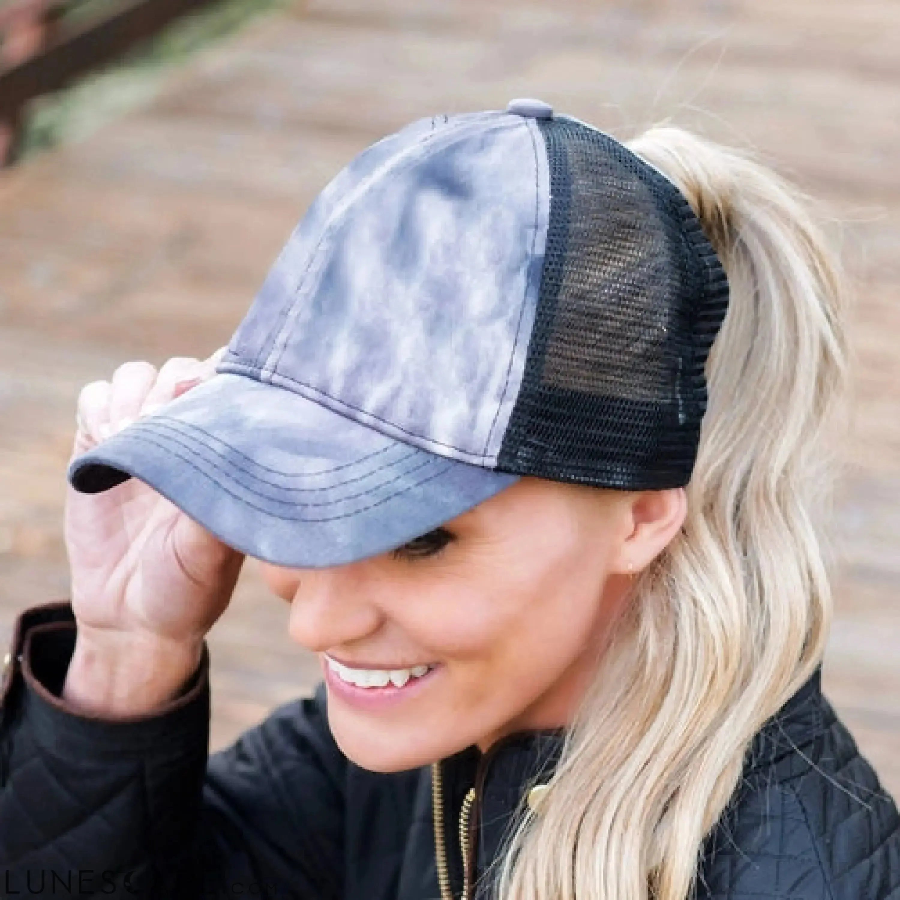 CC Tie-Dye Messy Bun Pony Cap Women, Teens and Kids Trucker Hats LUNESCAPE