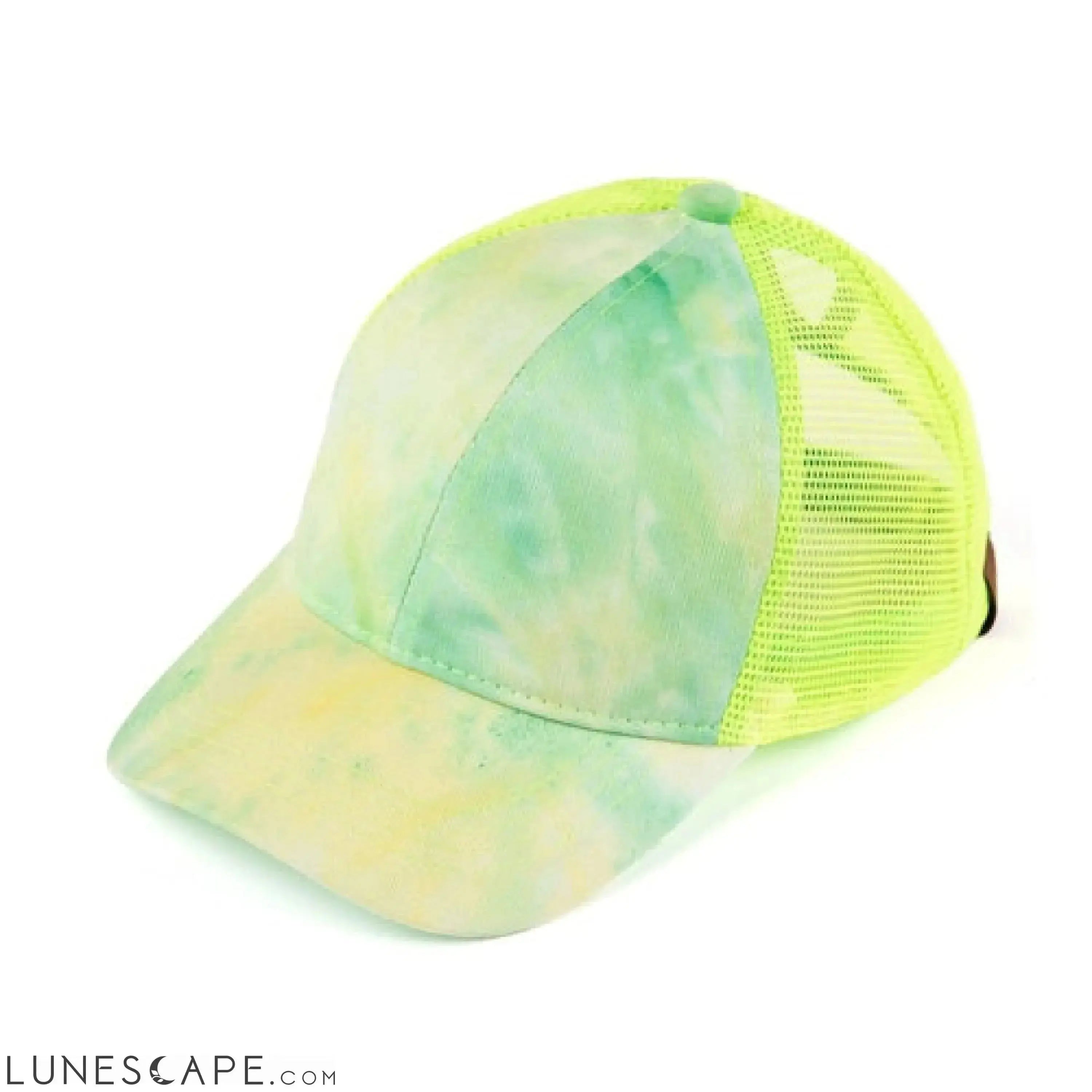CC Tie-Dye Messy Bun Pony Cap Women, Teens and Kids Trucker Hats LUNESCAPE