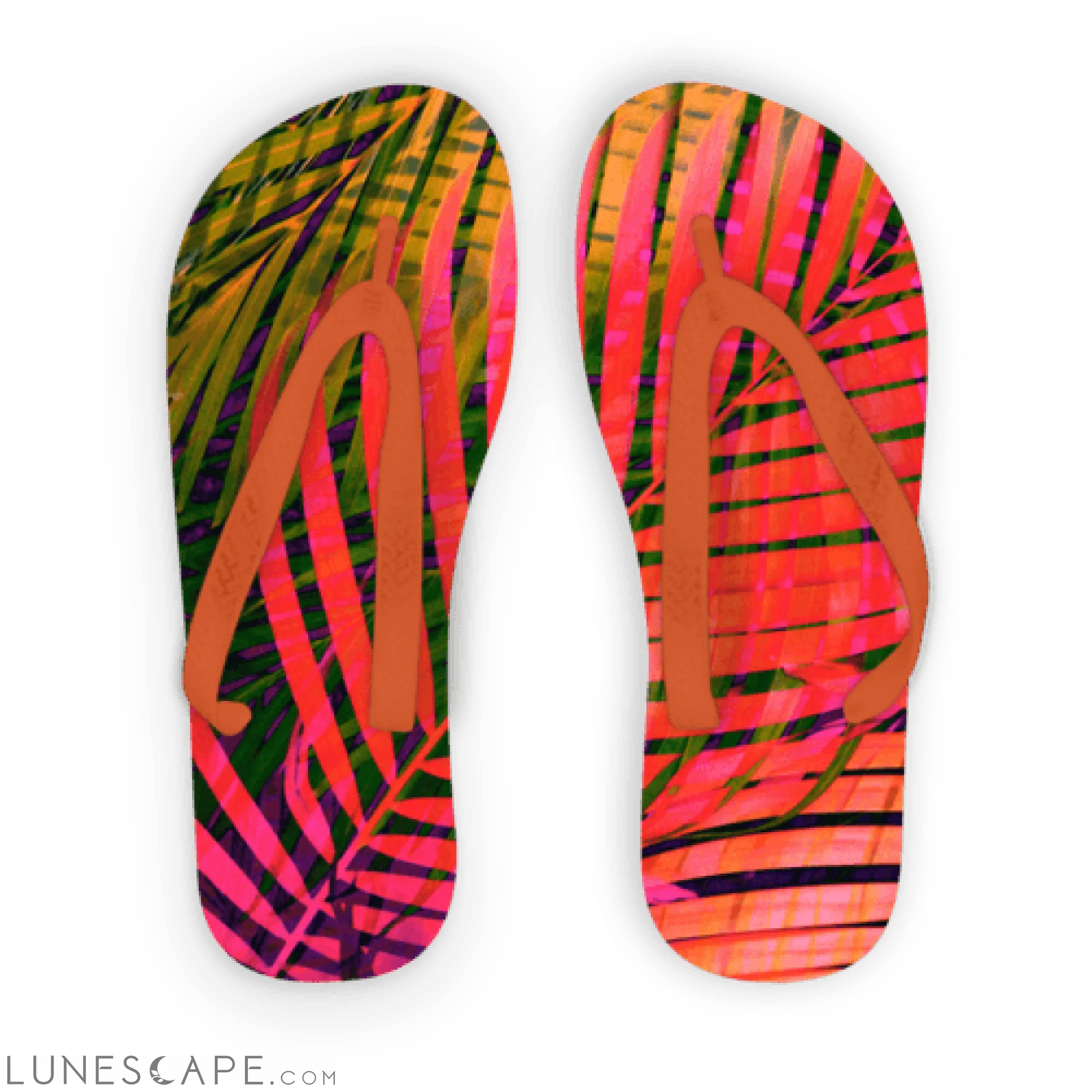 COLORFUL TROPICAL LEAVES no4 Adult Flip Flops LUNESCAPE