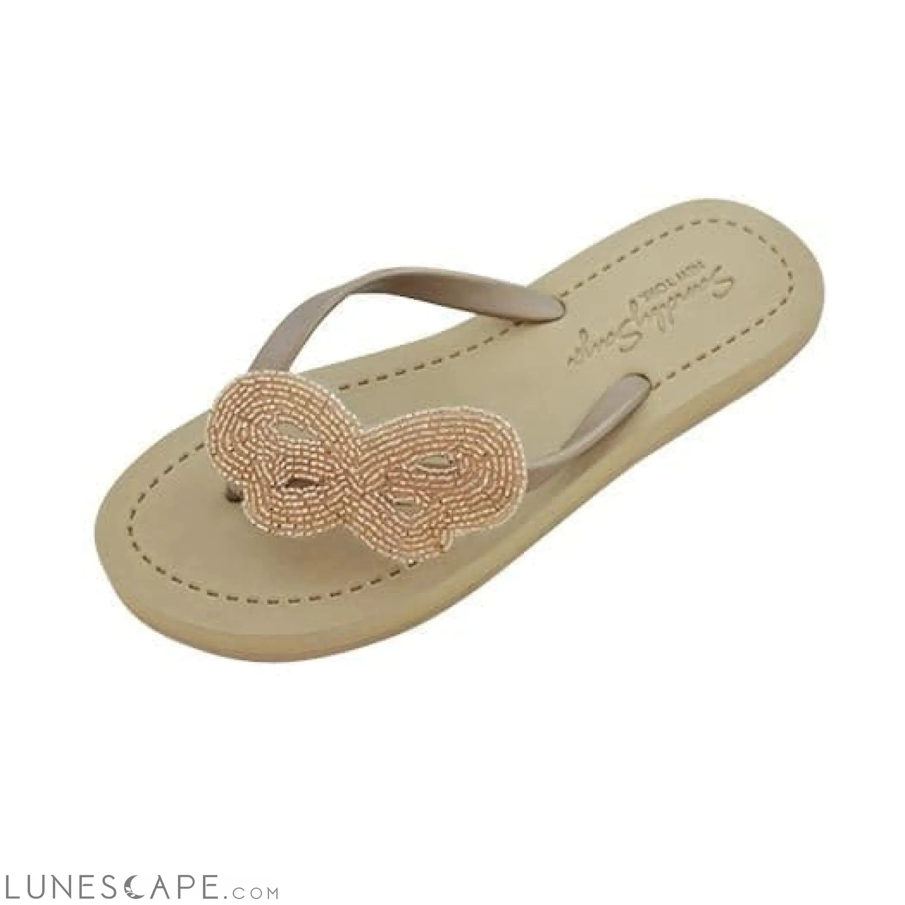 Cactus - Green Rhinestone Embellished Women's Flat Flip Flops Sandal LUNESCAPE