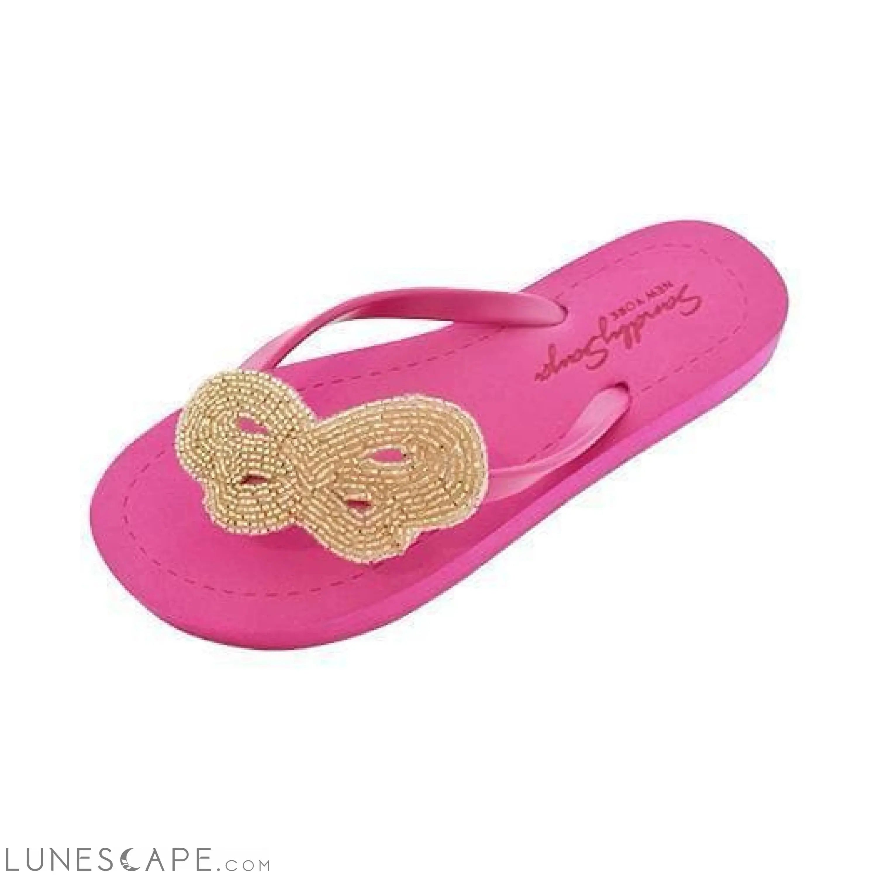 Cactus - Green Rhinestone Embellished Women's Flat Flip Flops Sandal LUNESCAPE
