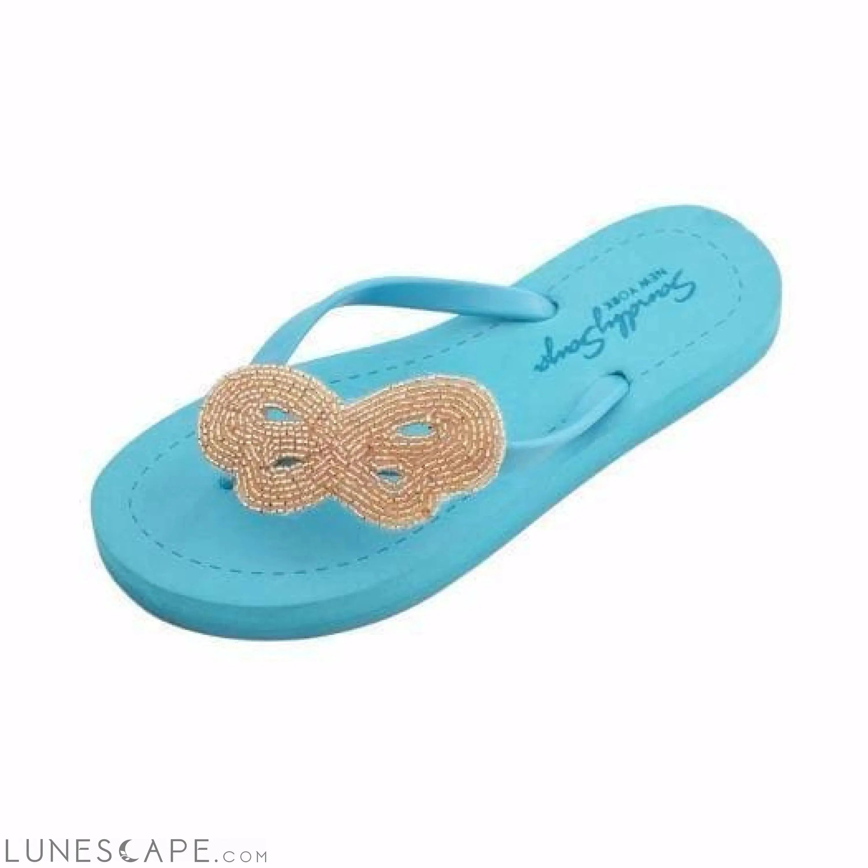 Cactus - Green Rhinestone Embellished Women's Flat Flip Flops Sandal LUNESCAPE