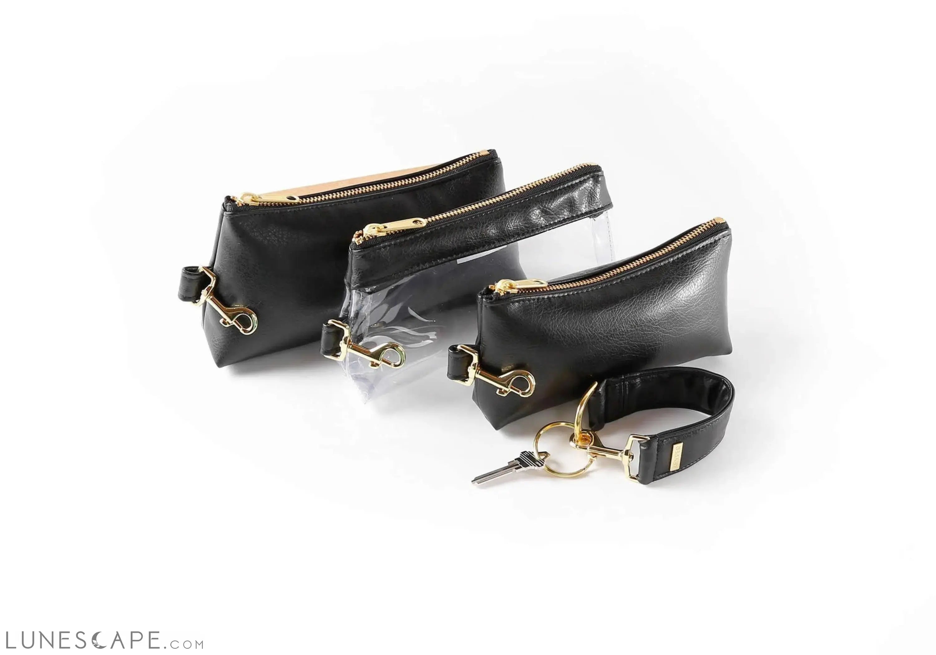 Classic Black Vegan Leather WRISTLET SET LUNESCAPE