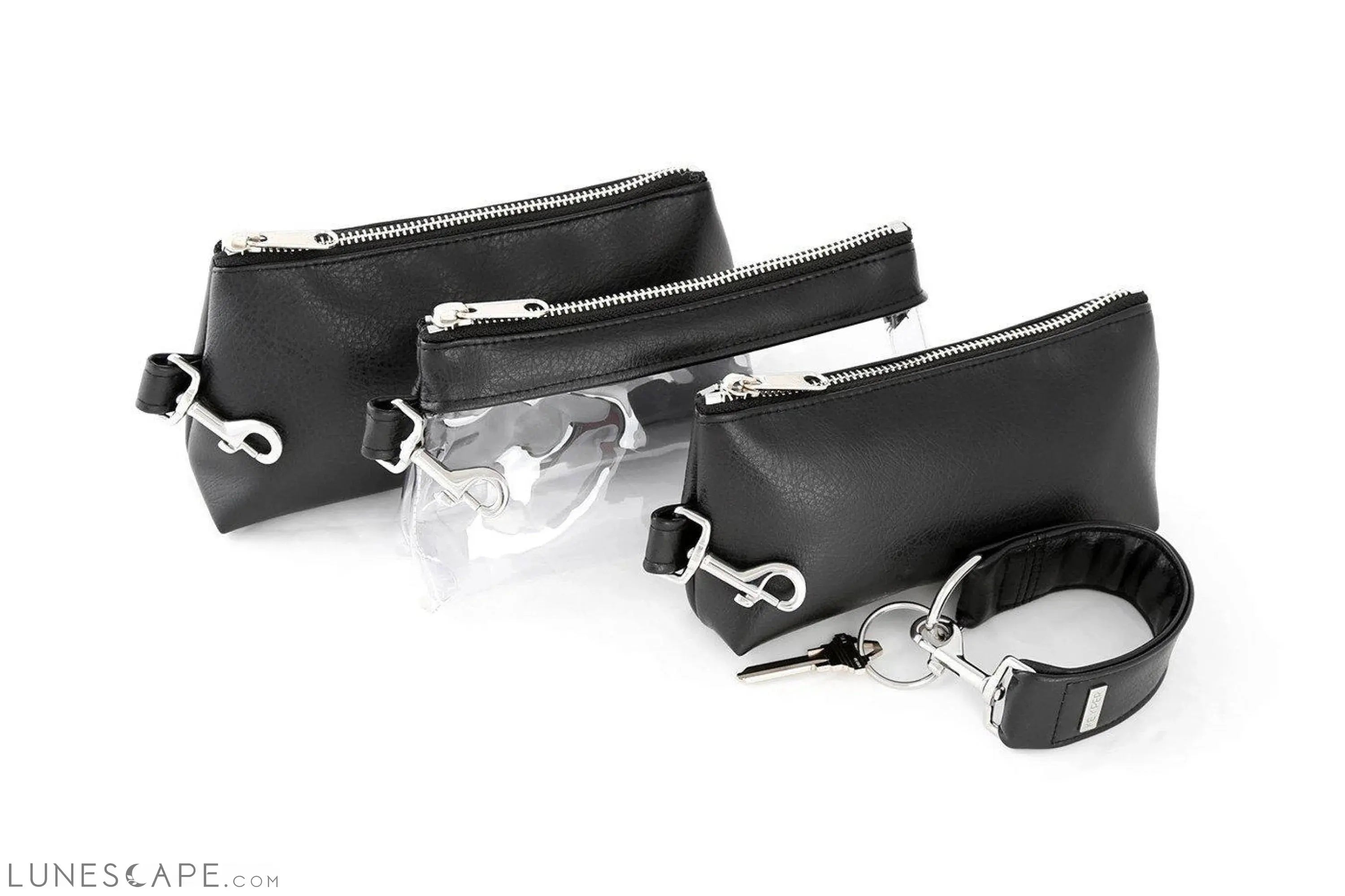 Classic Black Vegan Leather WRISTLET SET LUNESCAPE