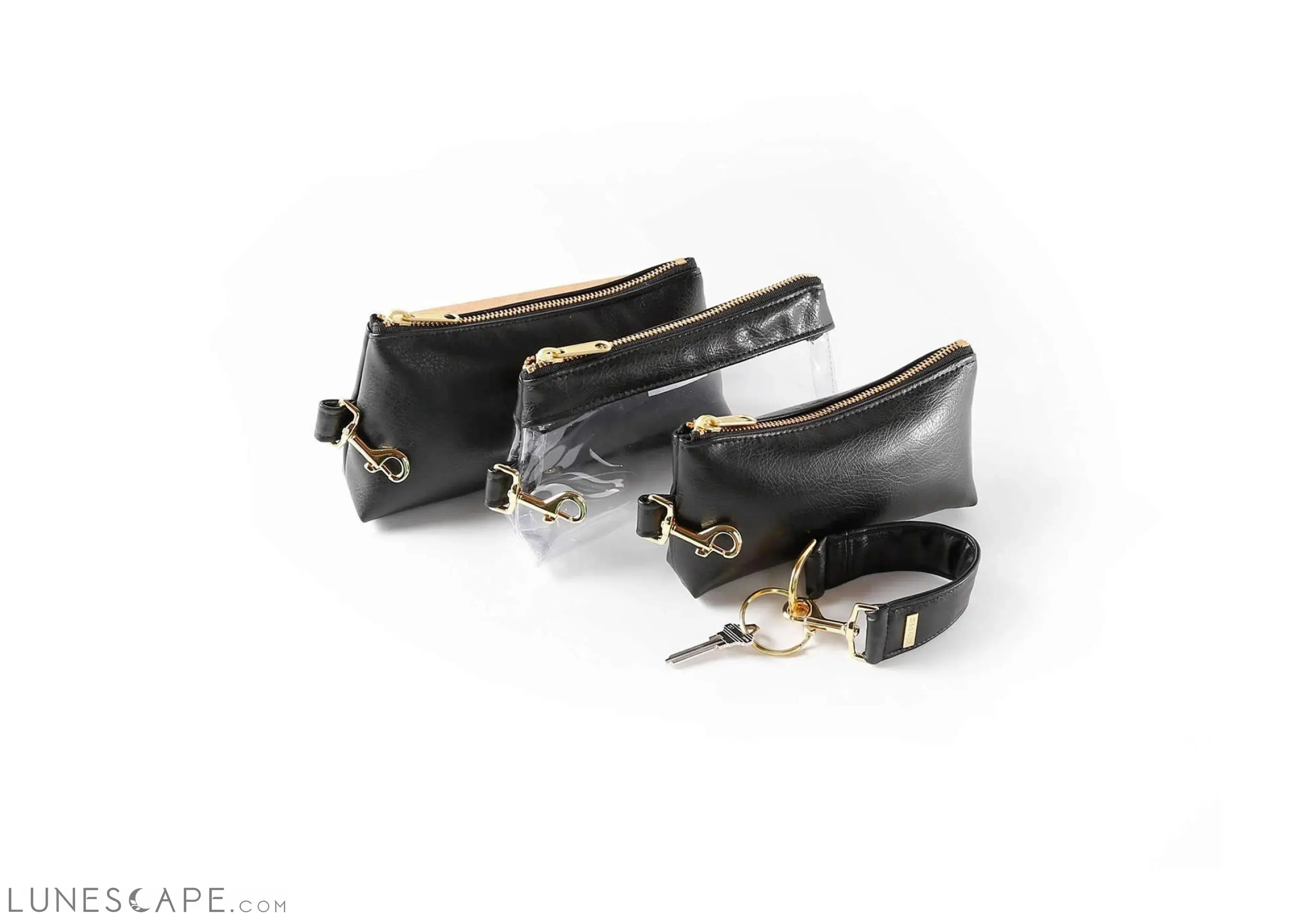 Classic Black Vegan Leather WRISTLET SET LUNESCAPE